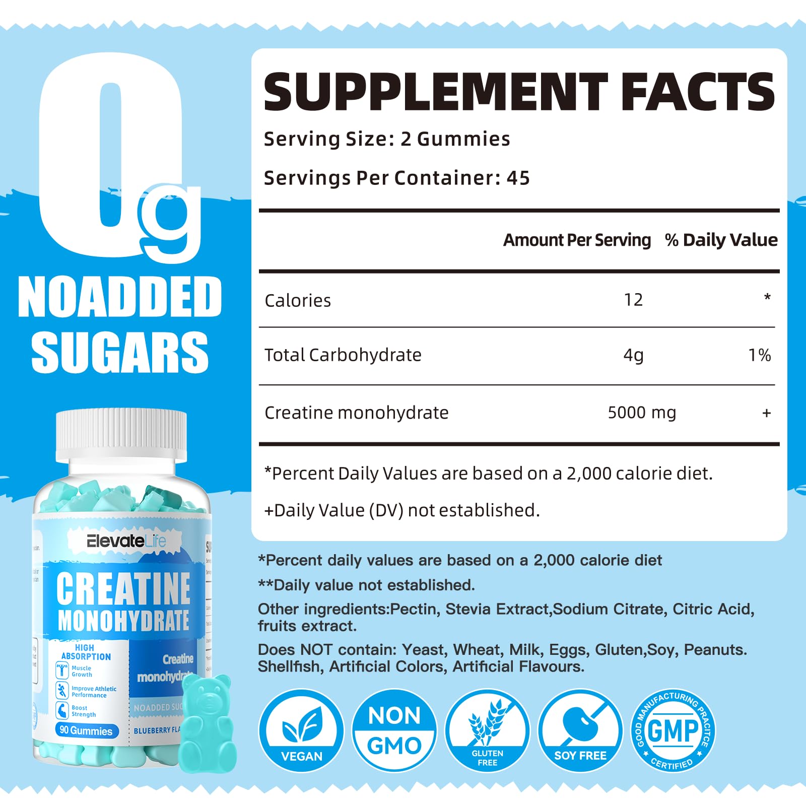 ElevateLife Creatine Monohydrate Gummies 5000mg for Men & Women, Chewables ElevateLife buy supplements canada