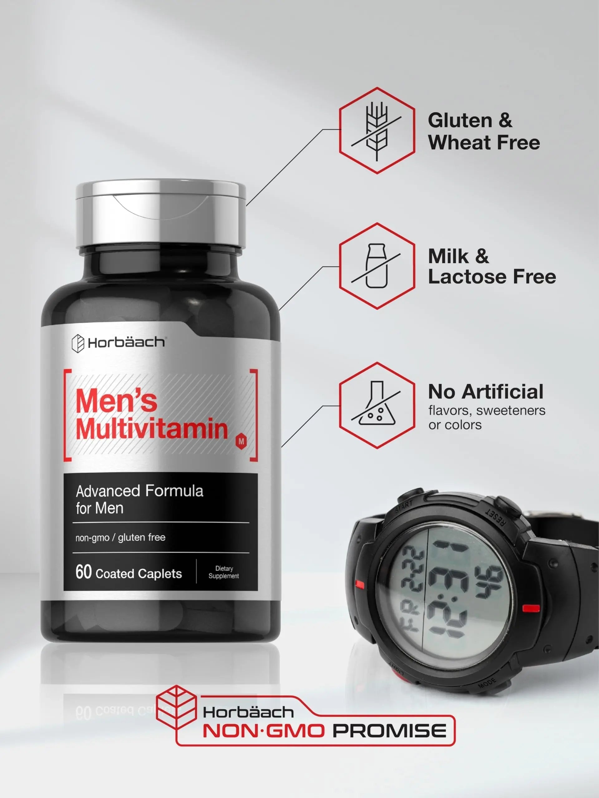 Horbäach Mens Multivitamin | 60 Caplets | Advanced Formula | with Vitamin C, D, Magnesium, Minerals & More | Horbäach buy supplements canada