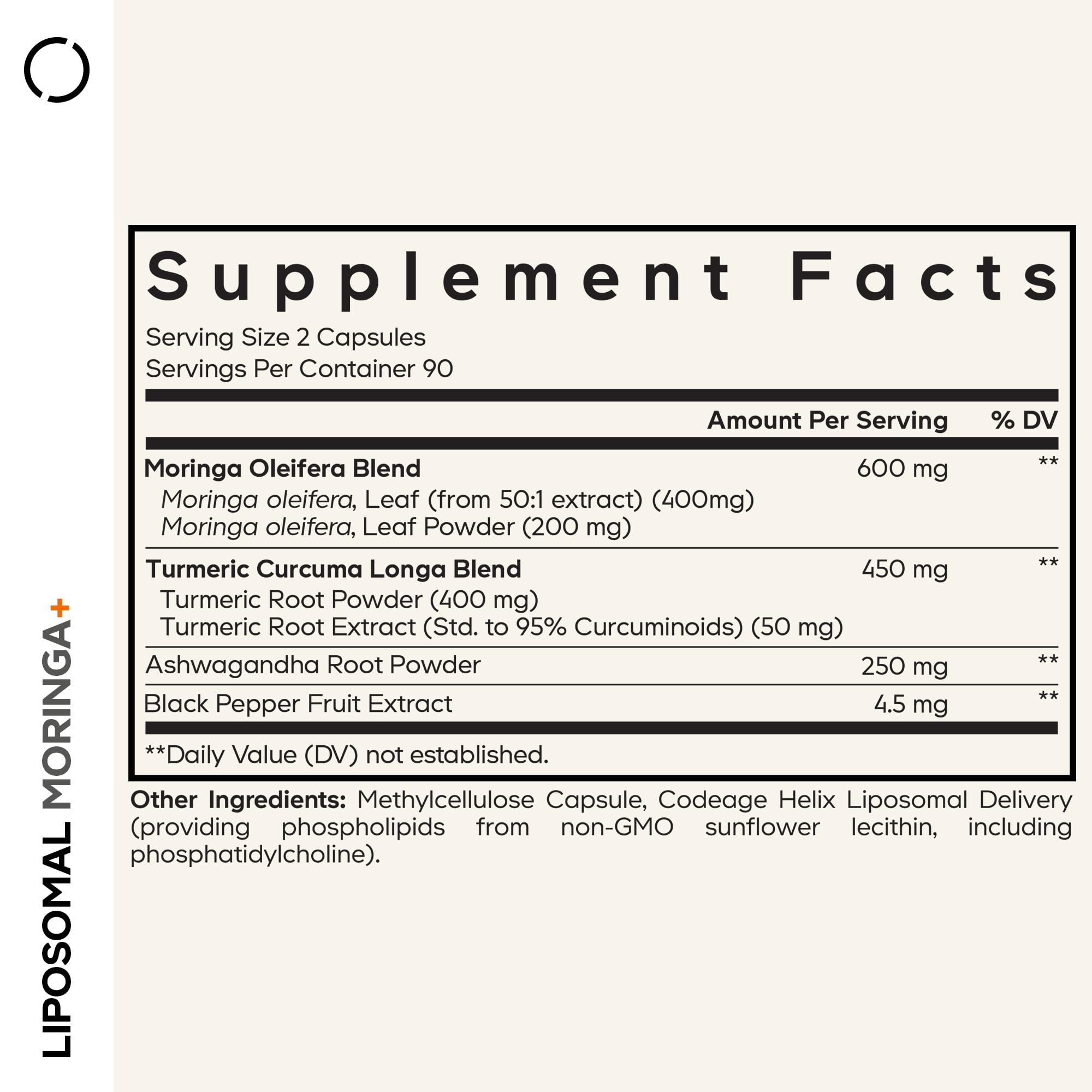 Codeage Liposomal Moringa+ Supplement, 400mg Moringa 50:1 Extract - Turmeric, Ashwagandha, Black Pepper, 3-Month Supply, Vegan Moringa Powder - 180 Capsules Codeage buy supplements canada