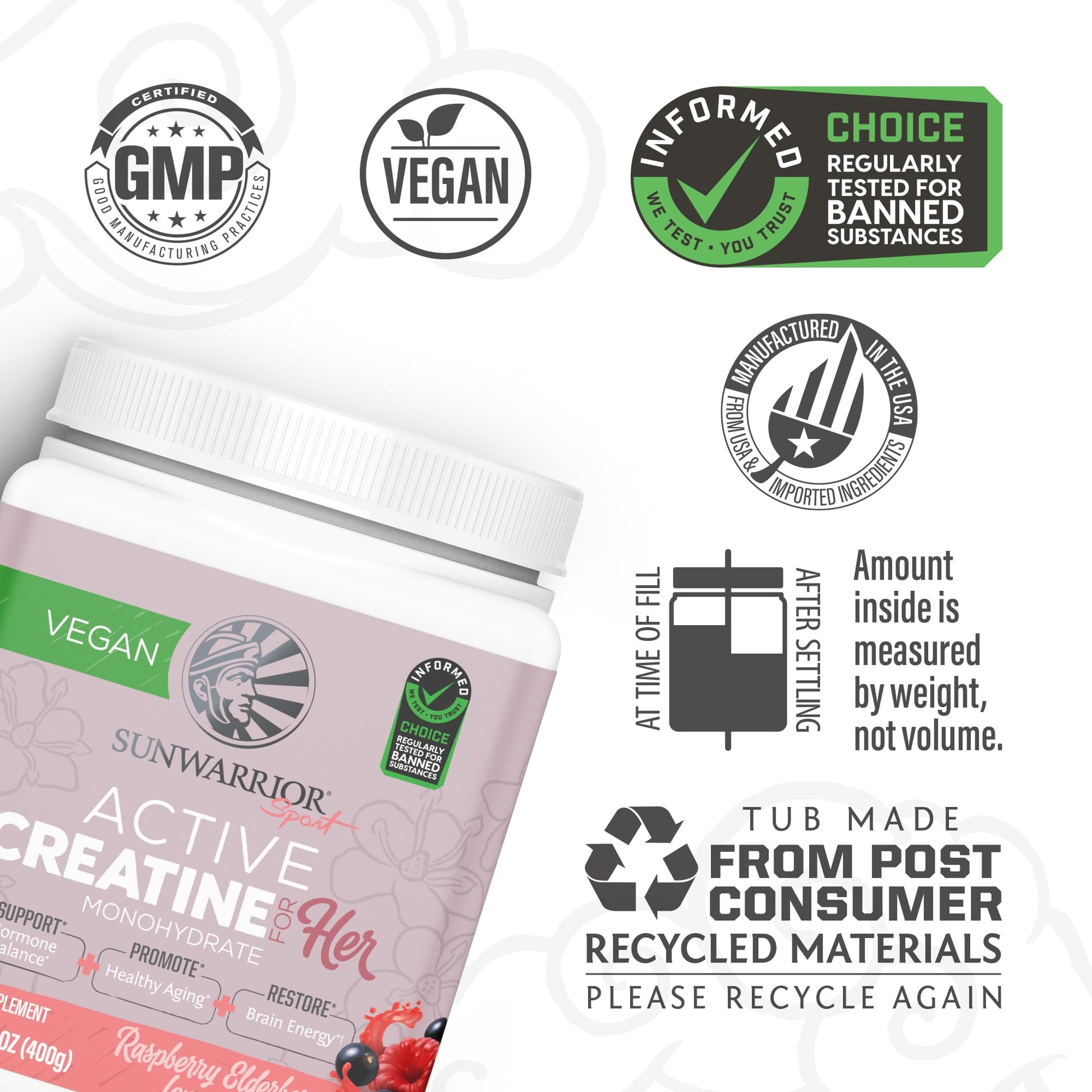 Sunwarrior Creatine for Women Monohydrate Powder Micronized Pre Workout Recovery Supplement Support Muscle Building Strength Training Cognition | Vegan and Easily Mixes 50 Servings, Raspberry Lemonade Sunwarrior buy supplements canada