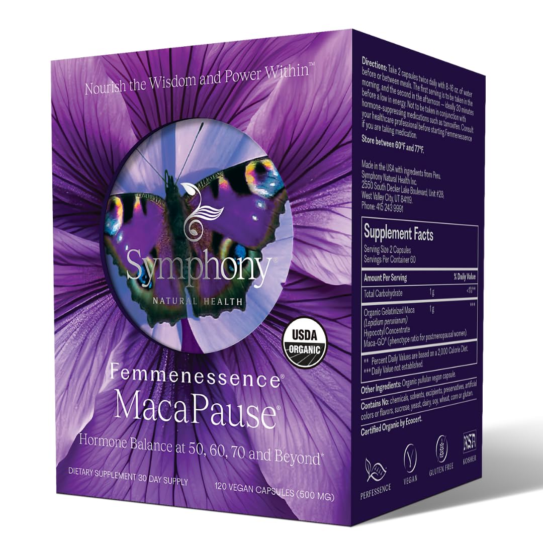 Femmenessence® MacaPause® – Clinically Proven Postmenopausal Organic Vegan Supplement for Natural Hormone Balance, Menopause Symptom Relief, Bone & Heart Health (120 Capsules, 30 Day Supply) Natural Health International buy supplements canada