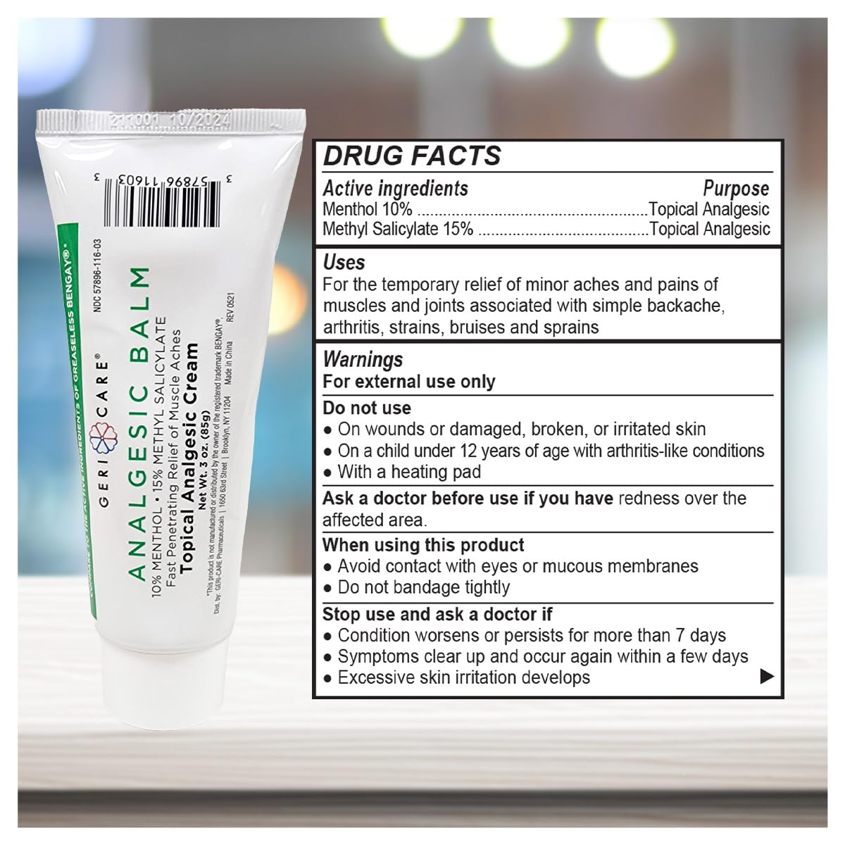 GeriCare Topical Analgesic Cream, Menthol 10%, Methyl Salicylate 15%, Fast Absorption, Pain Relief of Minor Muscle Aches, Body Stiffness, Joint Pain & Soreness, 3 Ounce (Pack of 1) GeriCare buy supplements canada