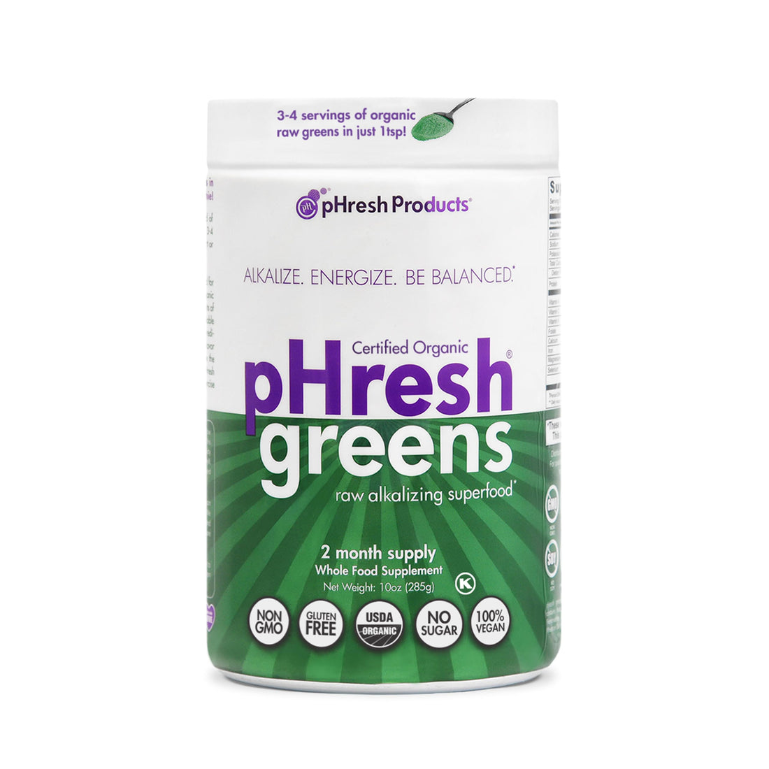 pHresh - Greens Raw Alkalizing Superfood Greens Powder - 2 Month Supply - Vegan, Kosher, Gluten Free - Natural Enzymes, Nutrients - Approved for Intermittent Fasting - 10 oz Phresh Products buy supplements canada