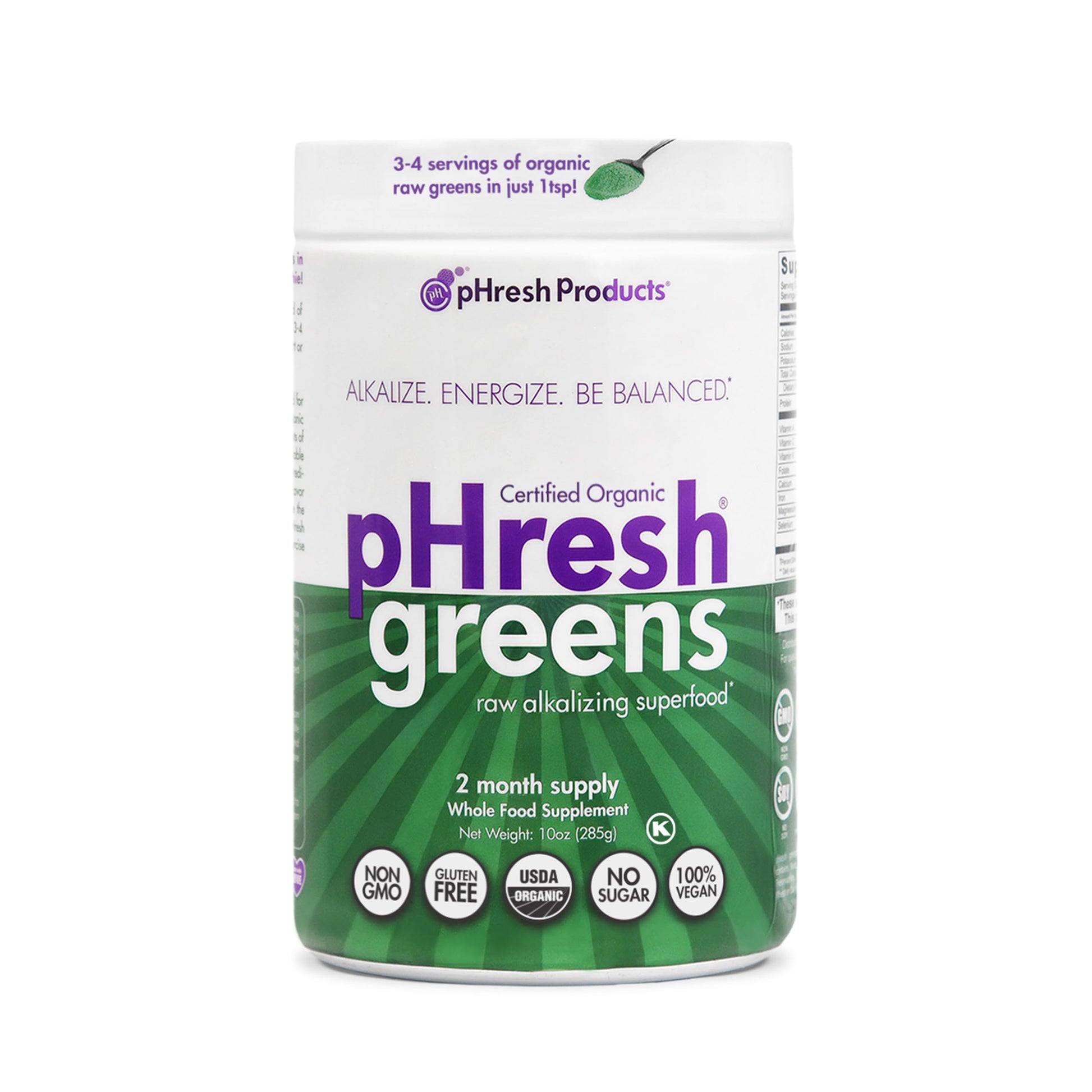 pHresh - Greens Raw Alkalizing Superfood Greens Powder - 2 Month Supply - Vegan, Kosher, Gluten Free - Natural Enzymes, Nutrients - Approved for Intermittent Fasting - 10 oz Phresh Products buy supplements canada
