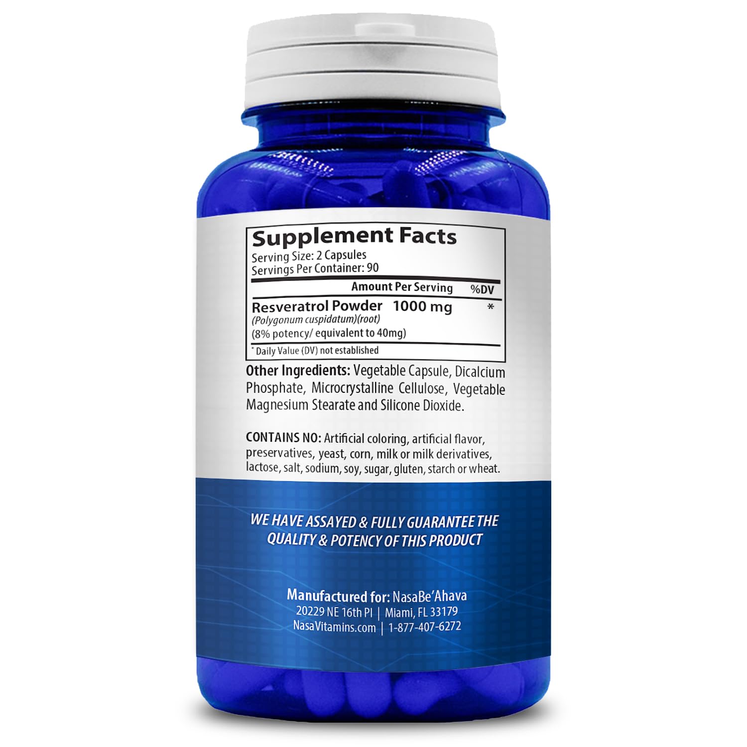 NASA Beahava 100% Pure Resveratrol - 1000mg Per Serving Max Strength (180 Capsules) NasaBeahava buy supplements canada