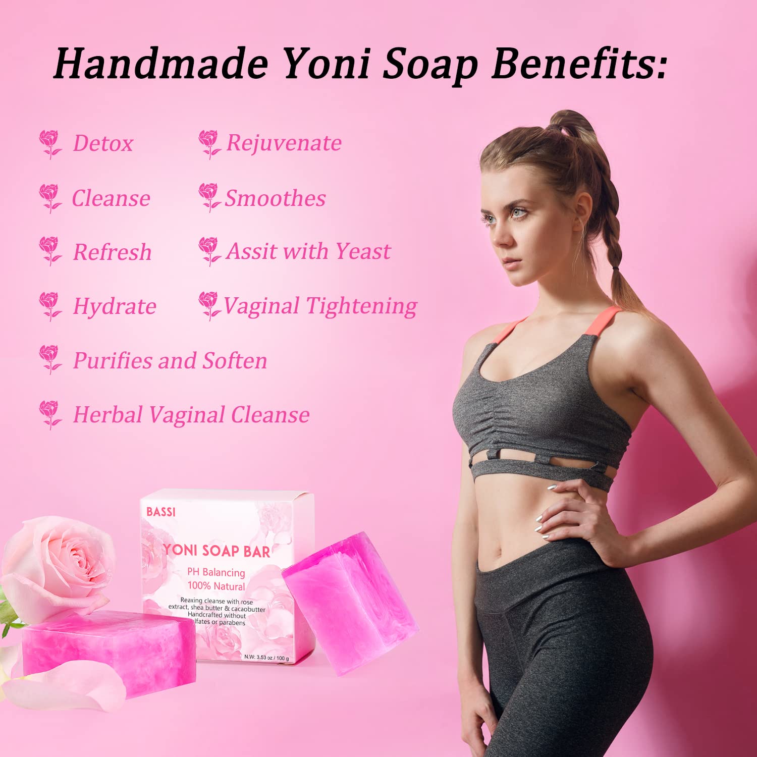 Yoni Soap Bars Vaginal Wash 2 PCS, 100% Natural Organic Yoni Bar Soap for Women Ph Balance Yoni BASSI buy supplements canada