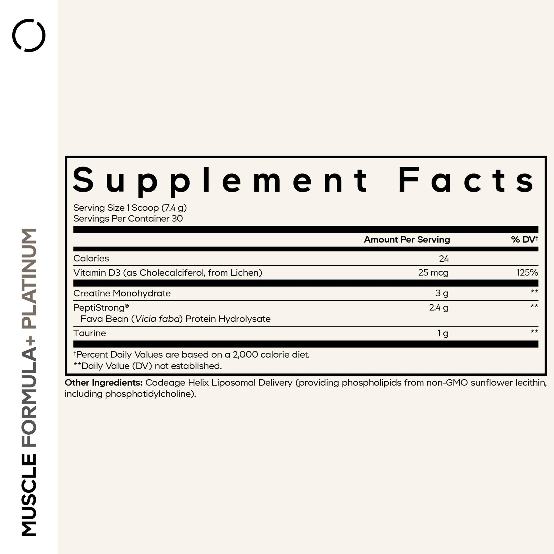 Codeage Muscle Formula+ Platinum Supplement - Creatine Monohydrate, PeptiStrong Fava Bean Protein Hydrolysate, Taurine, Vitamin D3, Liposomal Delivery - Non-GMO - Unflavored Protein Powder - 8.78 Oz Codeage buy supplements canada