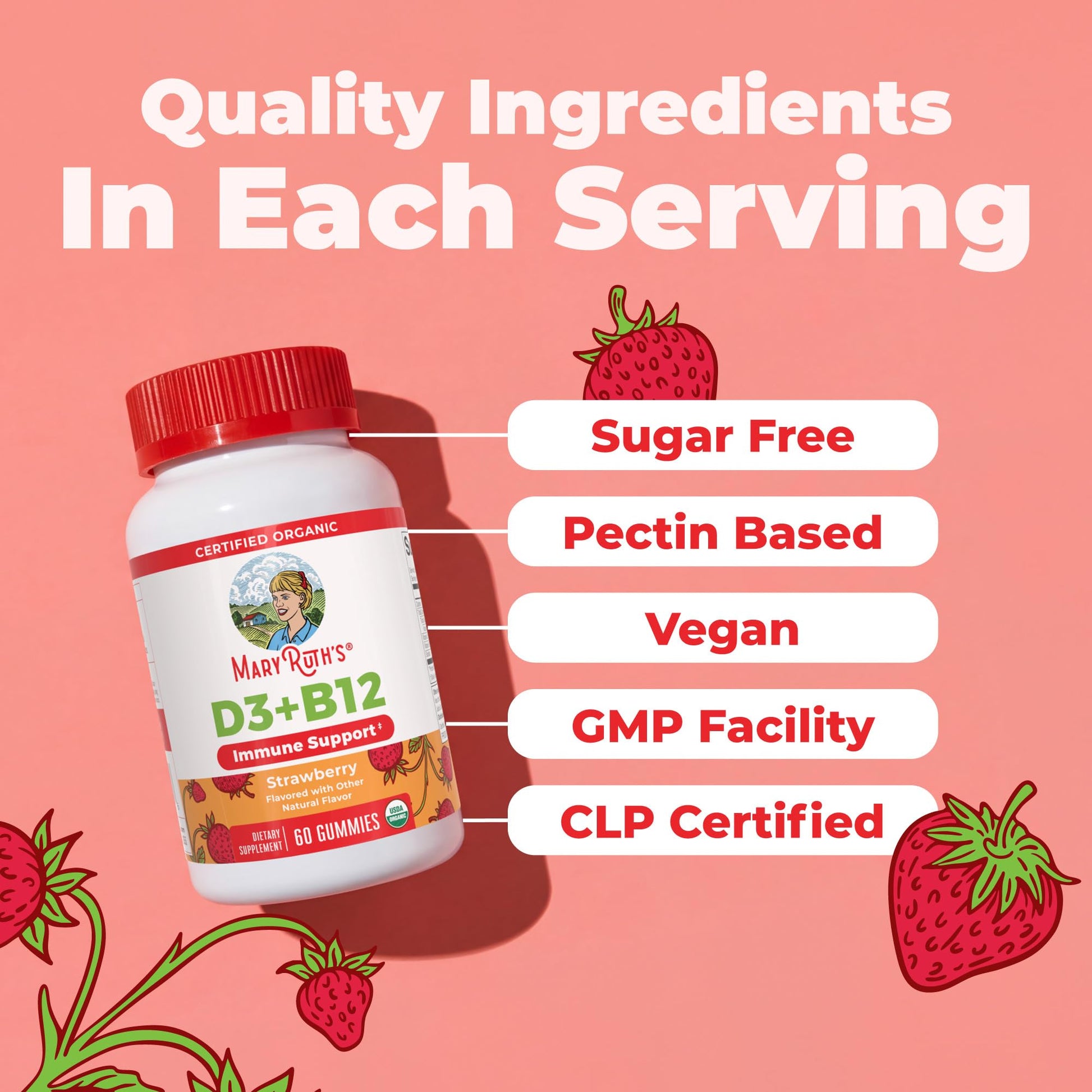 MARYRUTH'S Organic Vitamin D3 + B12 Gummies for Ages 4+ | Bone Health | Immune Support | Energy Metabolism | Cognitive Function | Vegan | Non-GMO MARYRUTH'S buy supplements canada