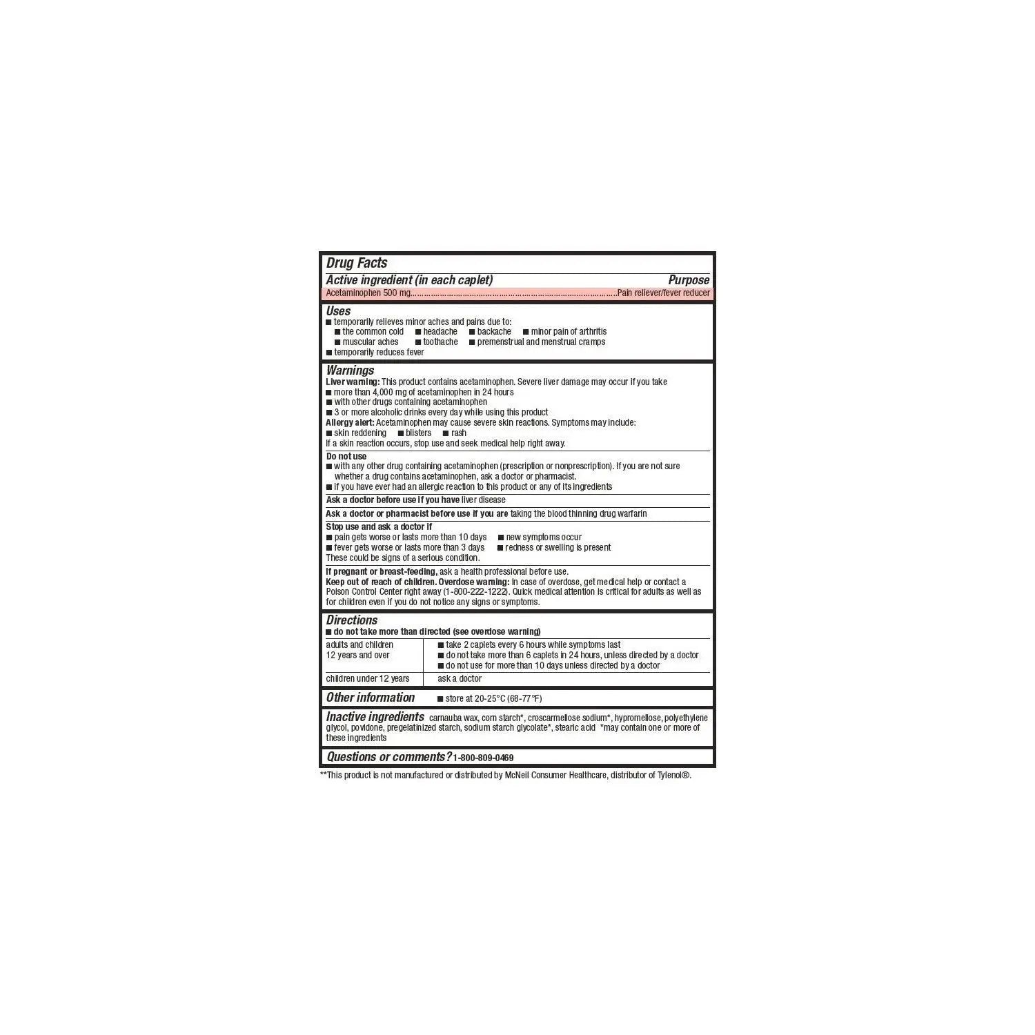 Members Mark Acetaminophen, 1200 Caplets, Pain Reliever, 500 mg MEMBER´S MARK buy supplements canada