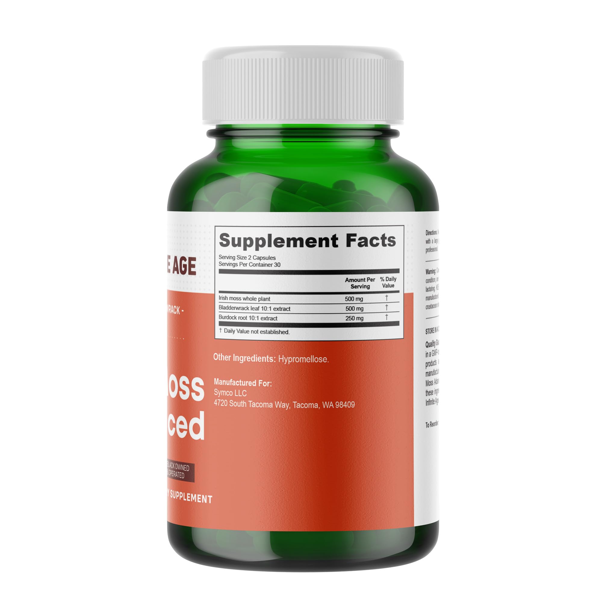 INFINITE AGE 1250mg Sea Moss Advanced Superfood Capsules, 60 Count - High-Potency, Vegan, Made in The USA - Irish Seamoss, Bladderwrack, INFINITE AGE buy supplements canada