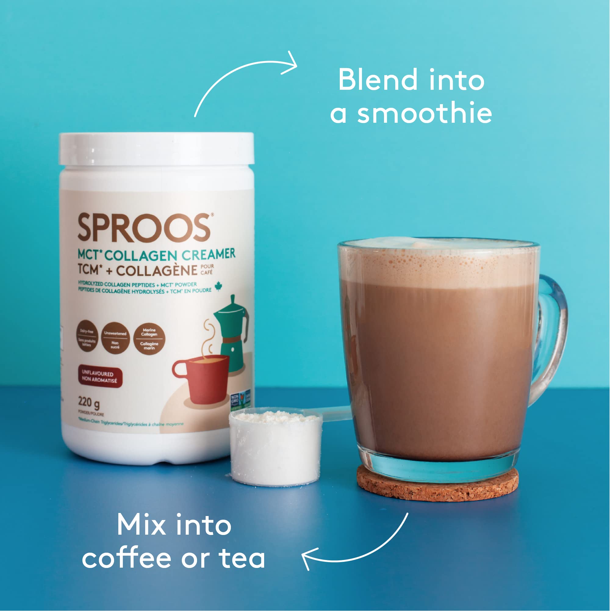 SPROOS - MCT Collagen Creamer - Beverage Powder - Hydrolised Collagen Peptides & MCT Powder - Healthy Fats SPROOS buy supplements canada