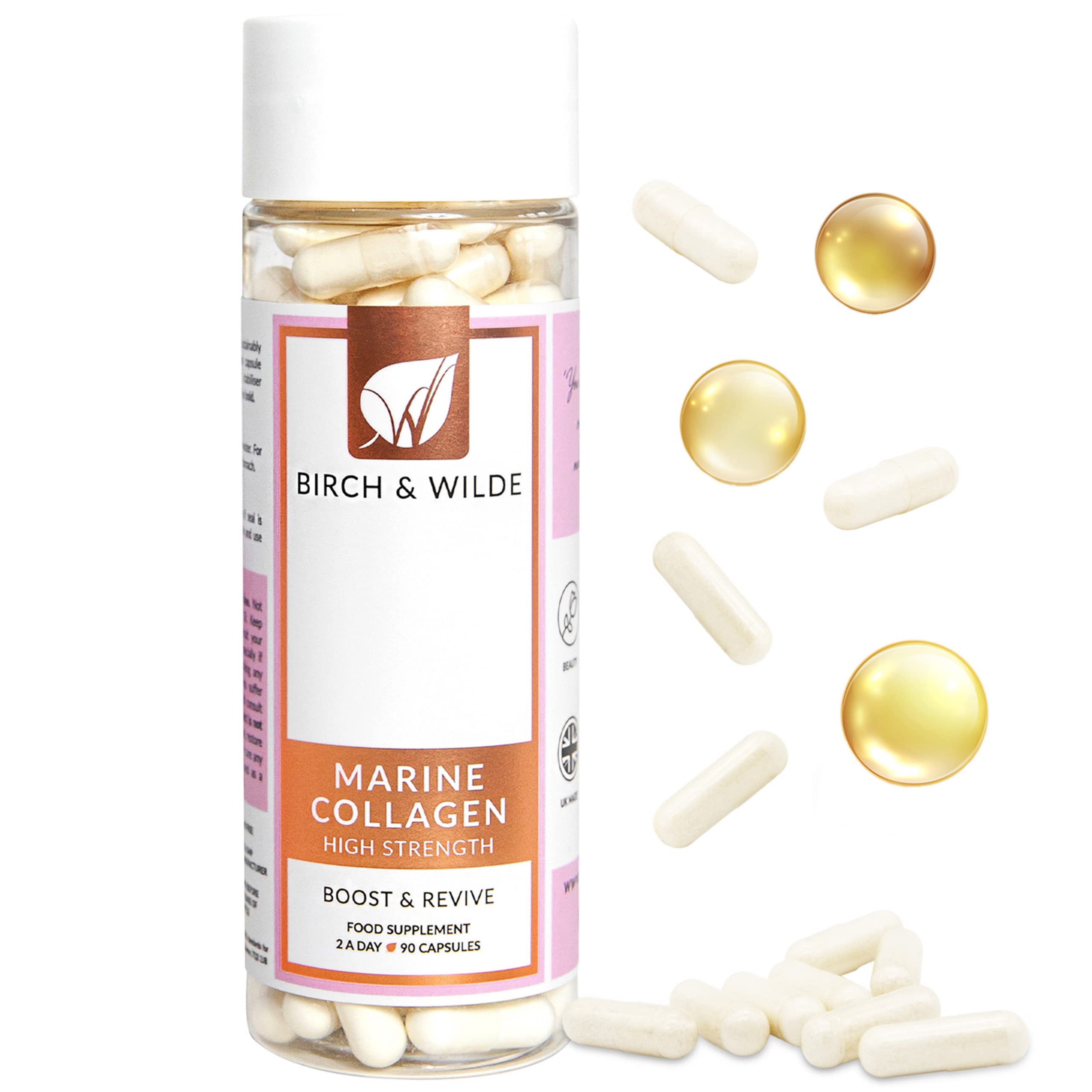 Marine Collagen Peptides Capsules - Hydrolyzed Collagen Supplements for Women & Men - High Strength Capsules Formula BIRCH & WILDE buy supplements canada