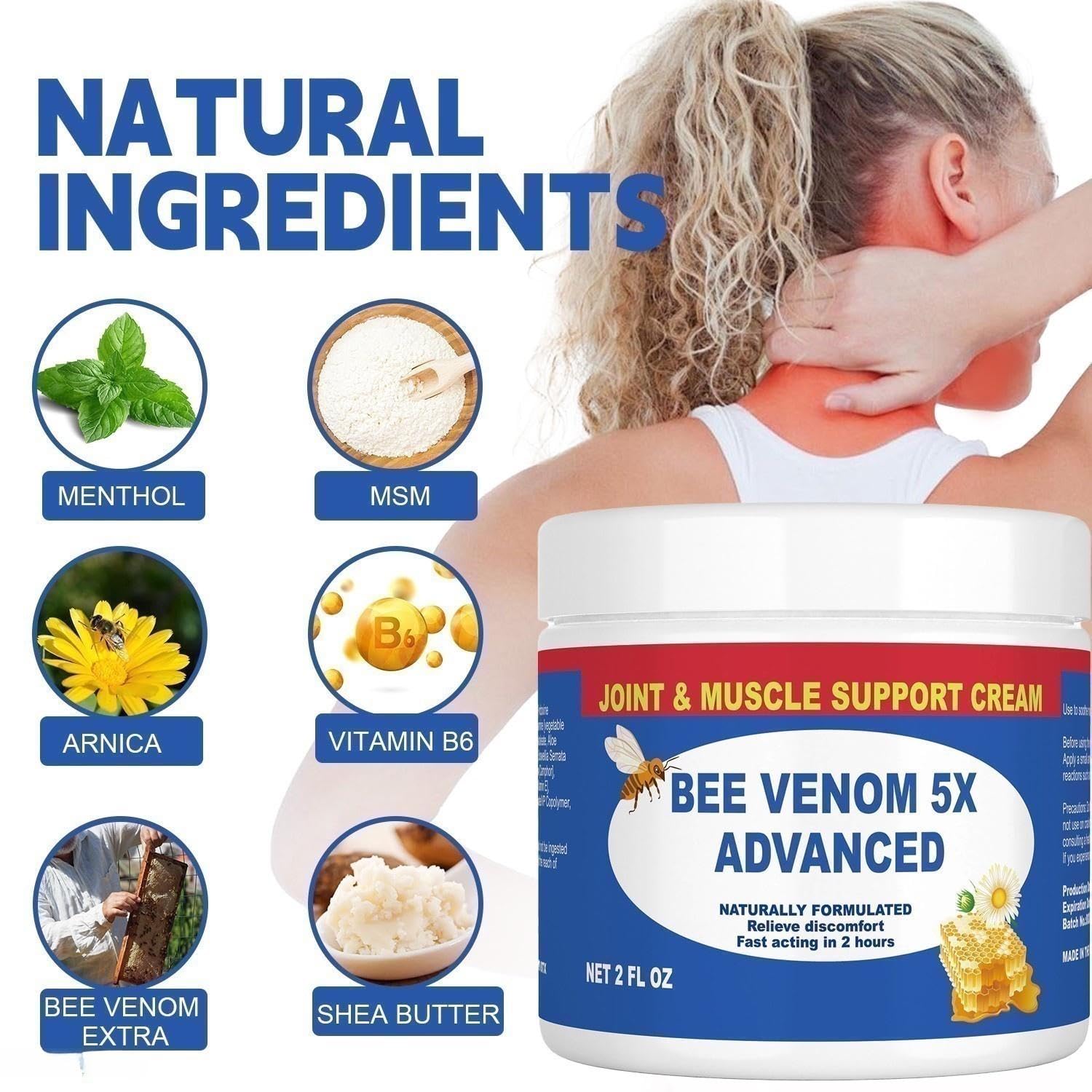 JOYFULART Zealand Bee Venom Serum Gel, Professional for Joint, Muscle, Bone Cream, 24h Fast Release, Soothing Powerful for Back, Neck, Hand, Foot, Knee, Muscle, Shoulder, Hip, Nerve JOYFULART buy supplements canada