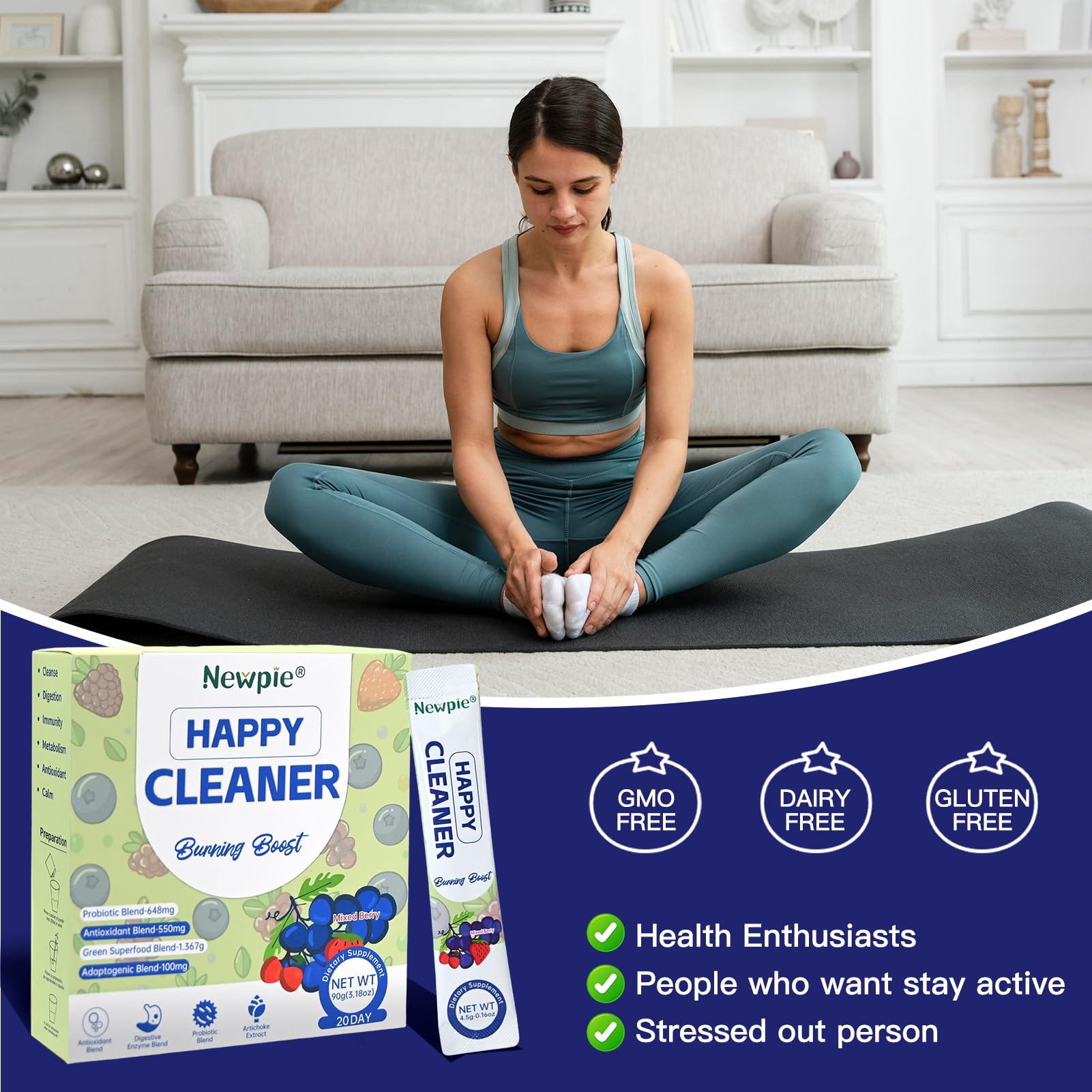 Blltzzz Newpie Superfoods Happy Cleaner Probiotic Powder,Watermelon Flavor Prebiotic & Probiotic Powder,Organic Fiber,Sugar Free,Gut Health,Natural Antioxidant Blltzzz buy supplements canada