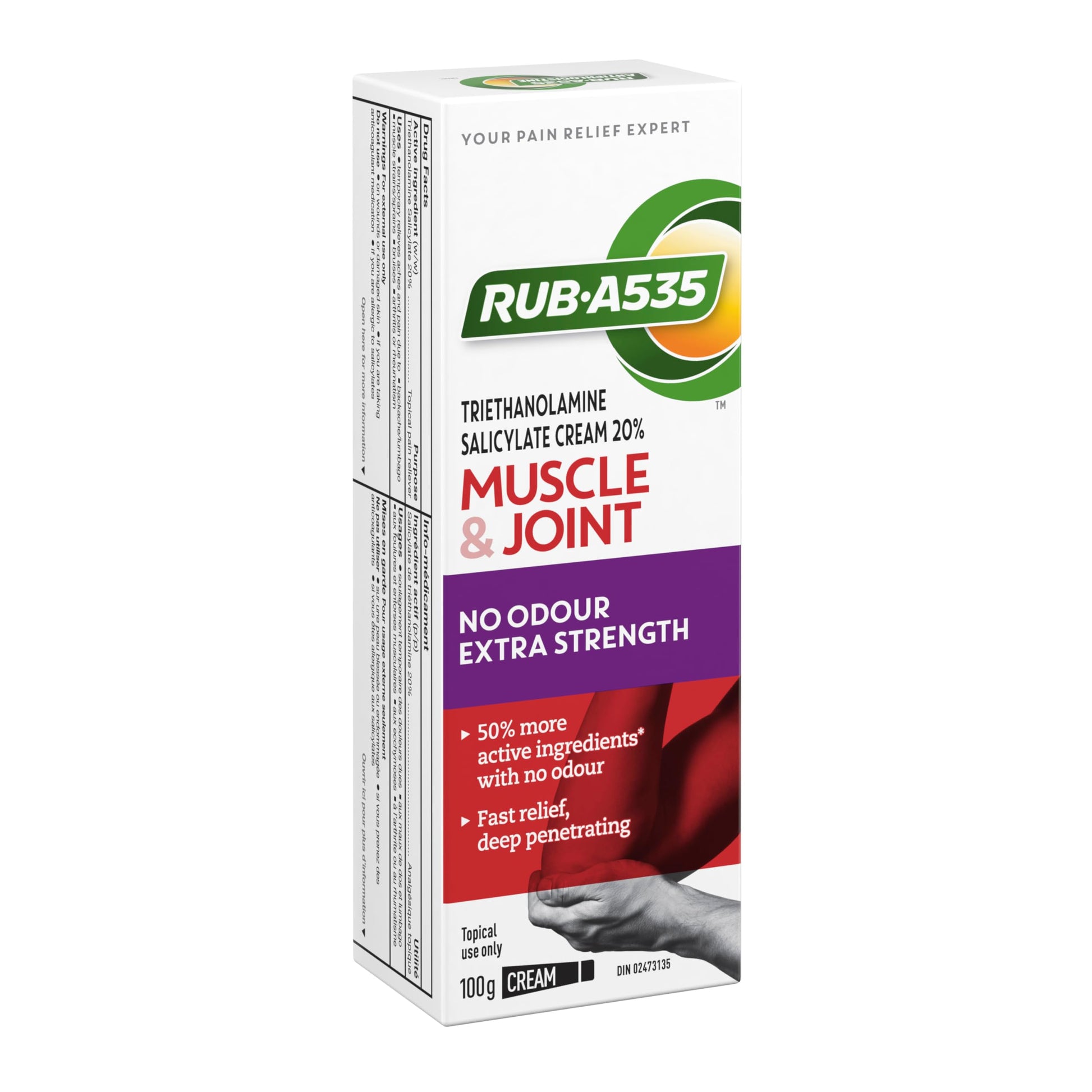 RUB A535 ULTRA STRENGTH NO ODOUR CREAM For Deep Penetrating Relief of Muscle, Joint & Arthritic Pain 100 g Rub A535 buy supplements canada