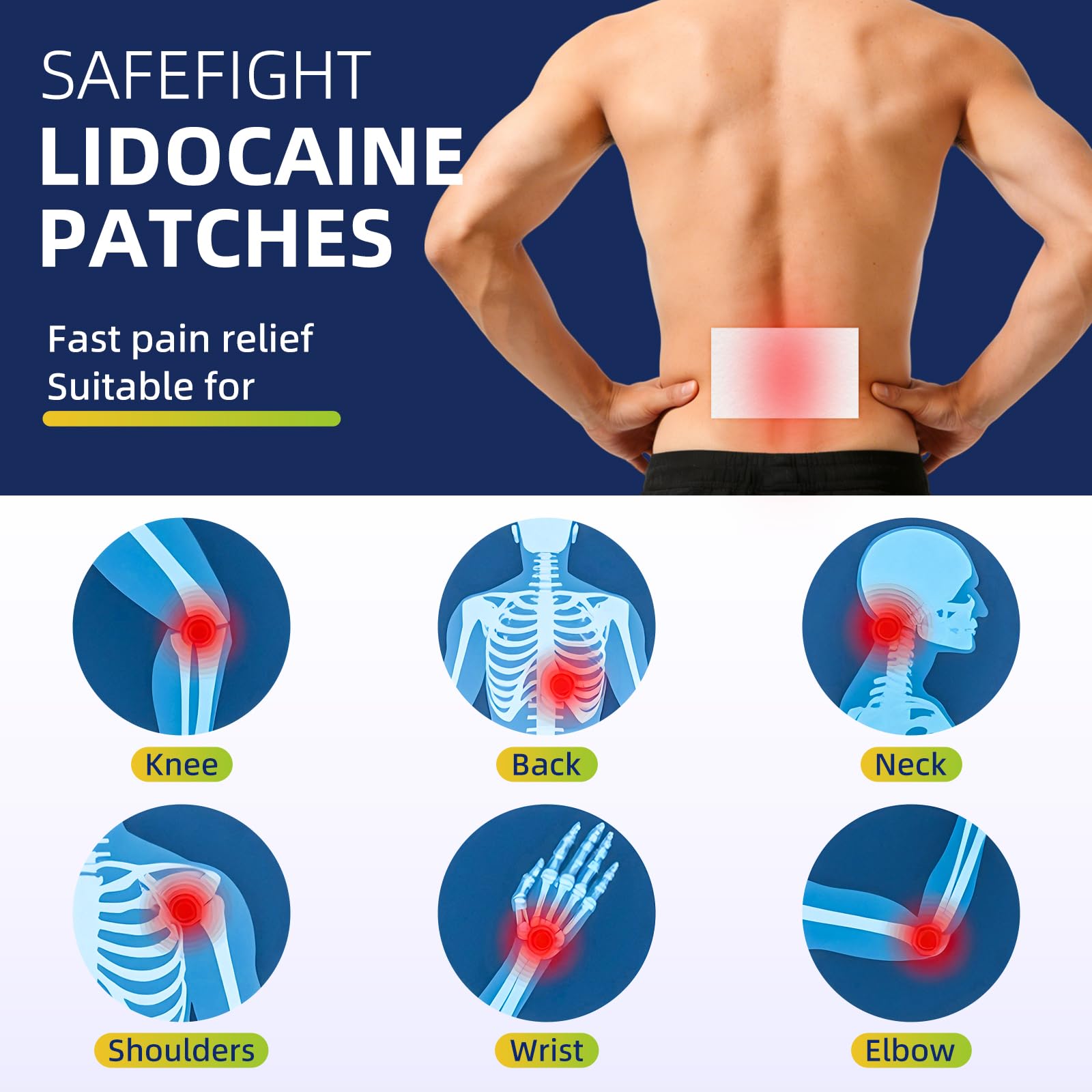 SafeFight 4% Lidocaine Pain Relief Patches 32 Count - Maximum Strength Relief for Back, Neck, Shoulder, Joint & Muscle Pain, Add Menthol, 12 Hour Long Lasting Relief Pains SafeFight buy supplements canada