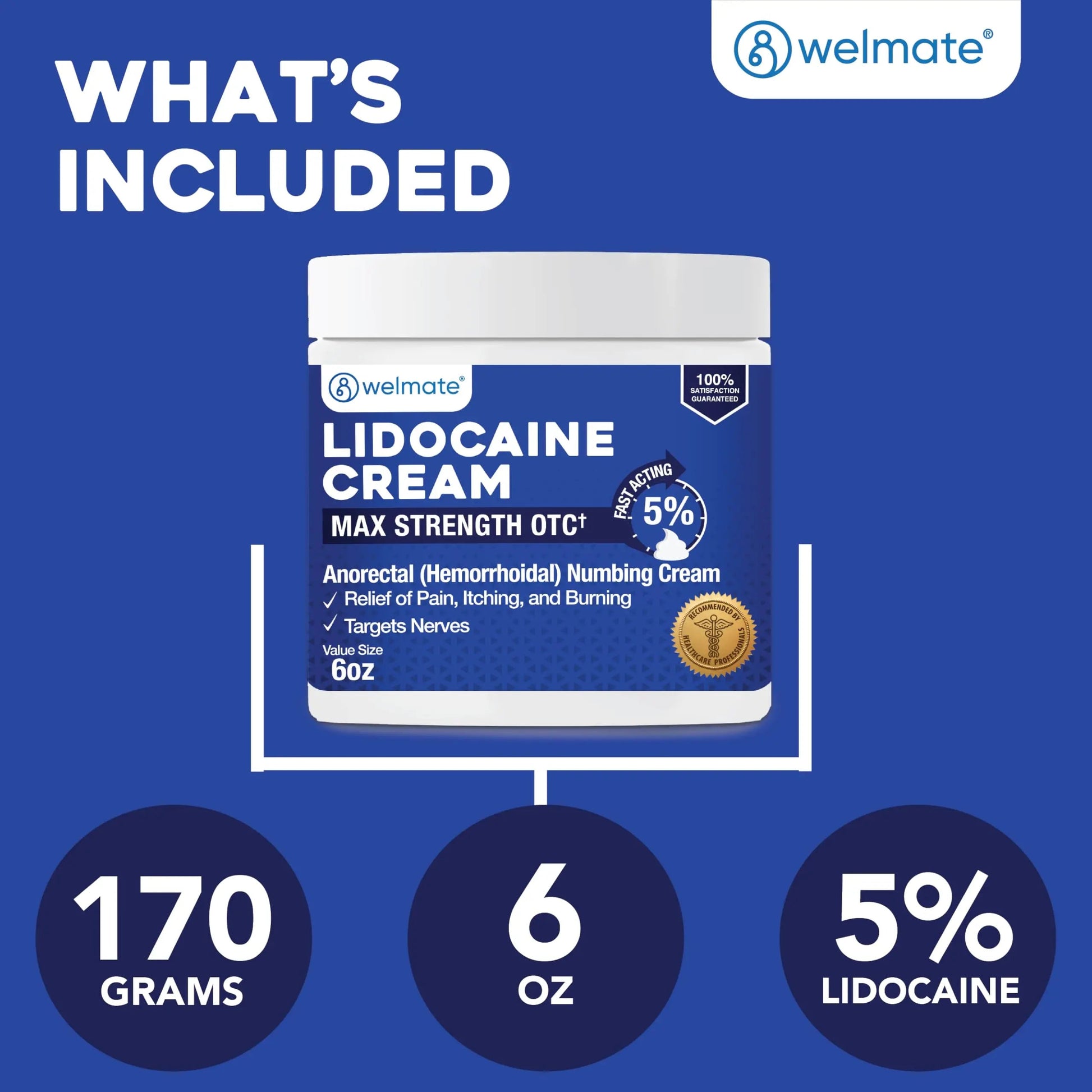 WELMATE 5% Lidocaine Cream for Hemorrhoids, 6 oz Jar – Fast-Acting Lidocaine Numbing Cream & Topical Analgesic Cream for Anorectal Itch Relief WELMATE buy supplements canada