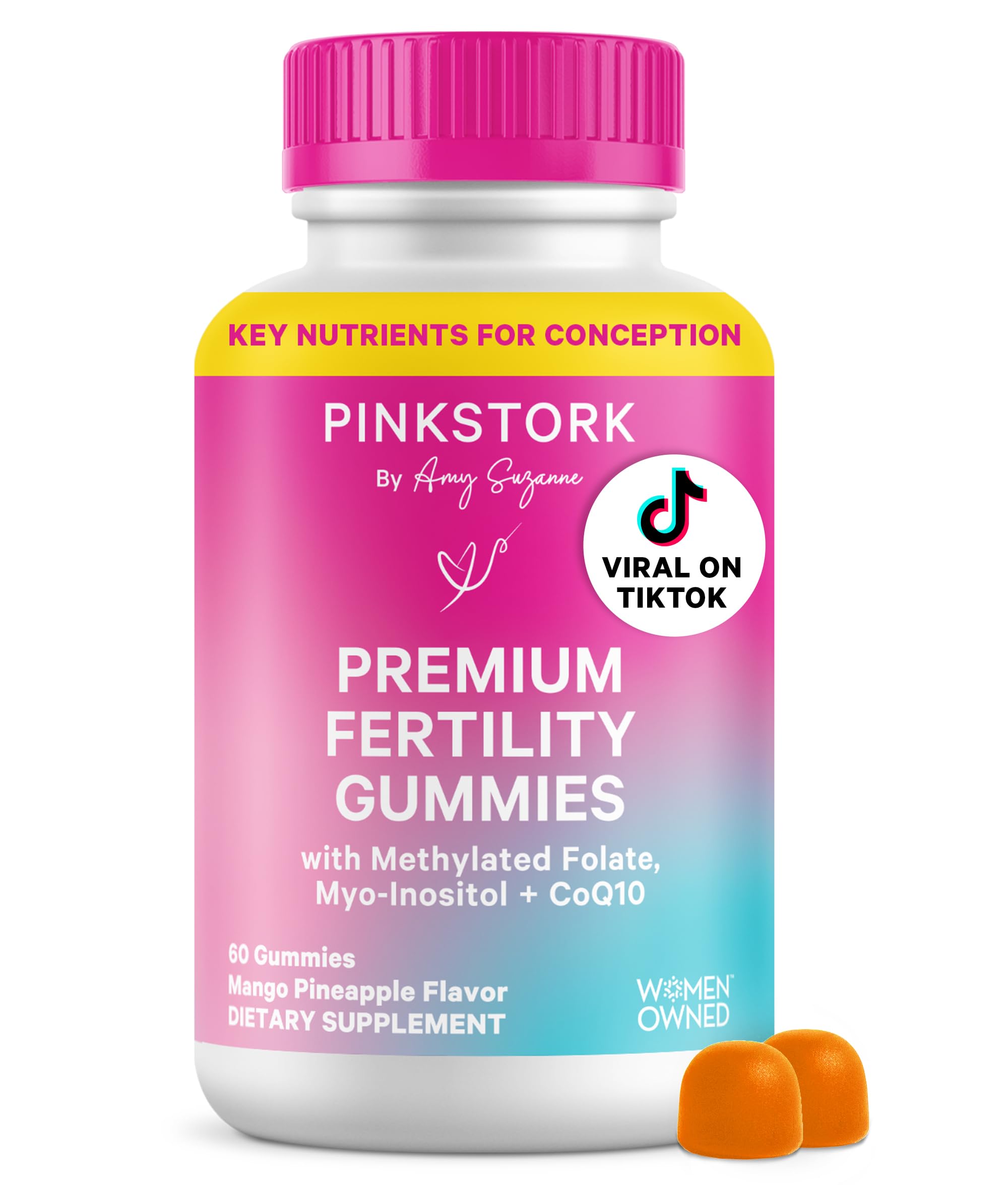 Pink Stork Premium Fertility Gummies | Fertility Supplements for Women with CoQ10, Myo-Inositol + Prenatal Vitamins | Conception Support | Hormone Balance for Women, Ovarian Care - 60 Gummies Pink Stork buy supplements canada