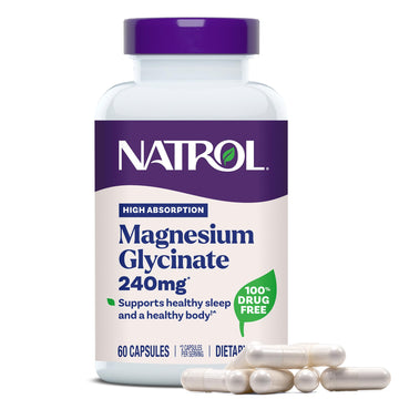 Natrol Magnesium Glycinate Supplements 240 mg - High Absorption - Calm Magnesium Glycinate for Sleep - 60 Capsules, 30 Day Supply Natrol buy supplements canada