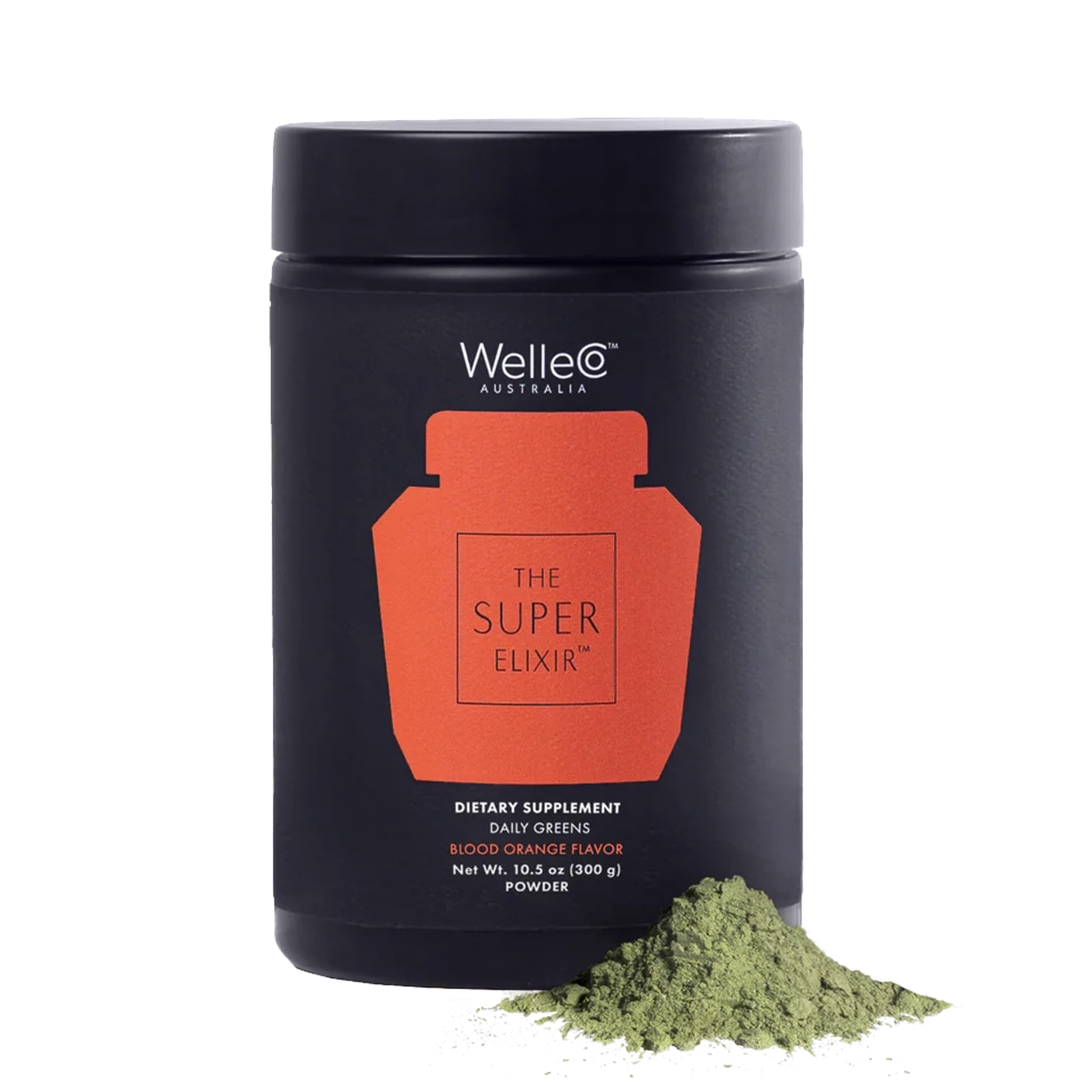 WelleCo The Super Elixir Daily Greens Powder, Probiotic Drink Mix with Whole Foods, Gluten Free, Vegan Gut Health Powder, Energy, Immunity, Healthy Skin, Hair & Nails (Jar, Blood Orange) WelleCo buy supplements canada