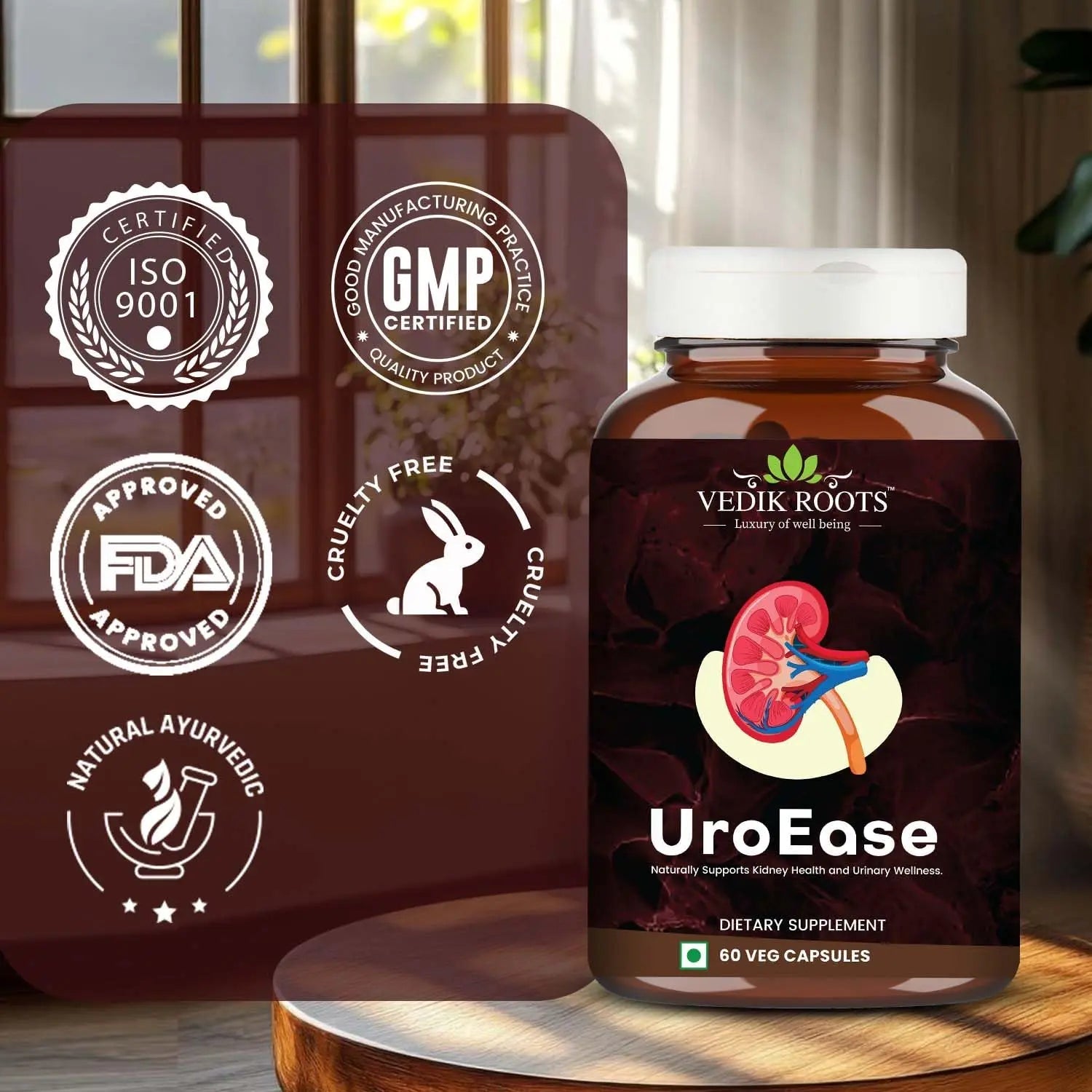 VEDIKROOTS UroEase | Ayurvedic Herbal Supplement for Kidney Health & Uric Acid Levels | Supports Urinary Tract Health | 60 Veg Capsules VEDIKROOTS buy supplements canada