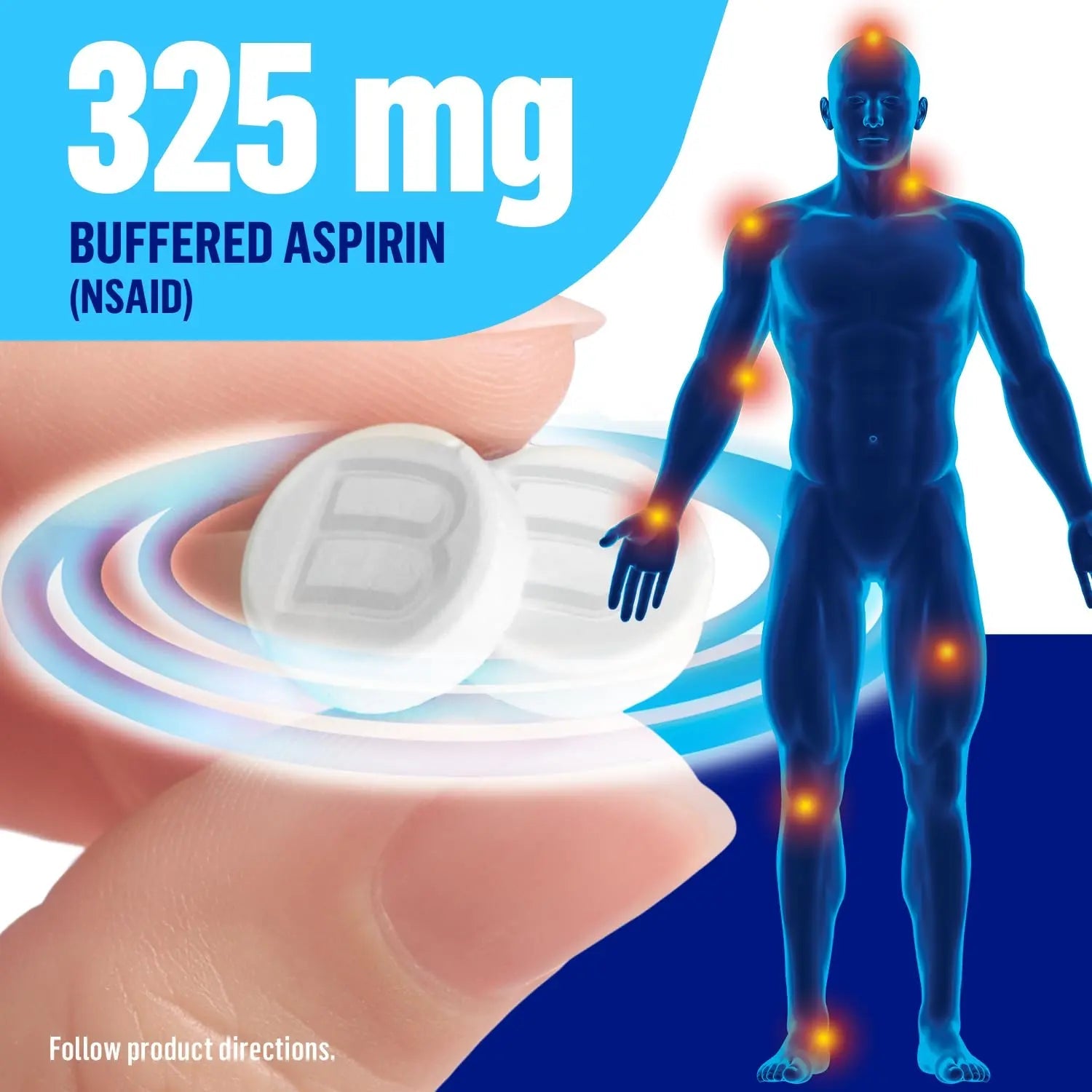 Bufferin Aspirin 325mg, Pain Reliever & Fever Reducer, with 3 Buffering Agents Relieves 7 Types of Pain: Headaches, Back Ache, Arthritis, Muscle Aches & More, for Adults, 130 Coated Tablets, 2-Pack Bufferin buy supplements canada