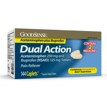 GoodSense Dual Action Acetaminophen 250 mg and Ibuprofen (NSAID) 125 mg Tablets, Pain Reliever for Headache Relief, Arthritis Pain Relief and More, 144 Count GoodSense buy supplements canada