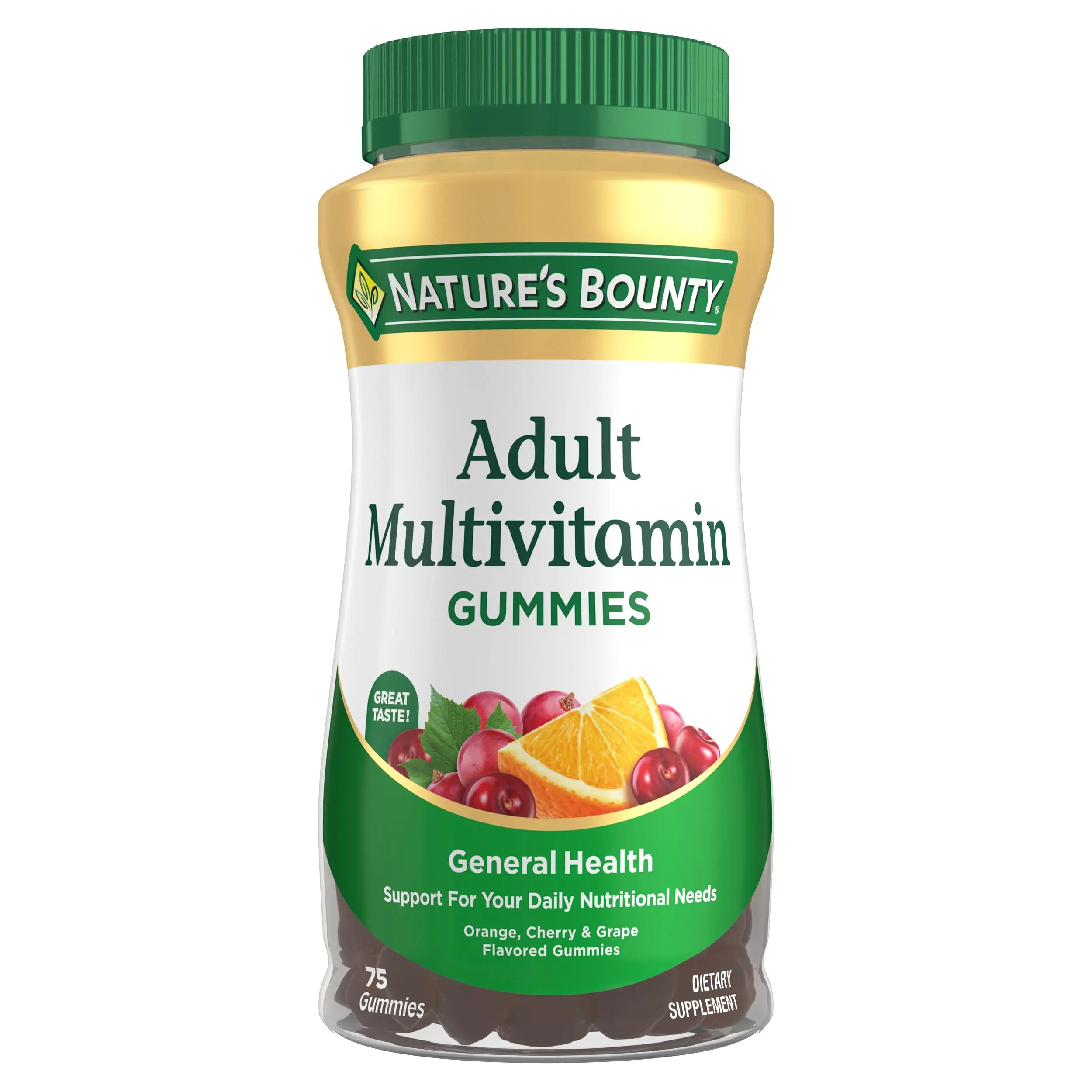 Nature's Bounty Adult Multivitamin Gummies, Vitamin Supplement, Daily Nutritional Needs, Orange, Cherry and Grape Flavor, 75 Gummies Nature's Bounty buy supplements canada