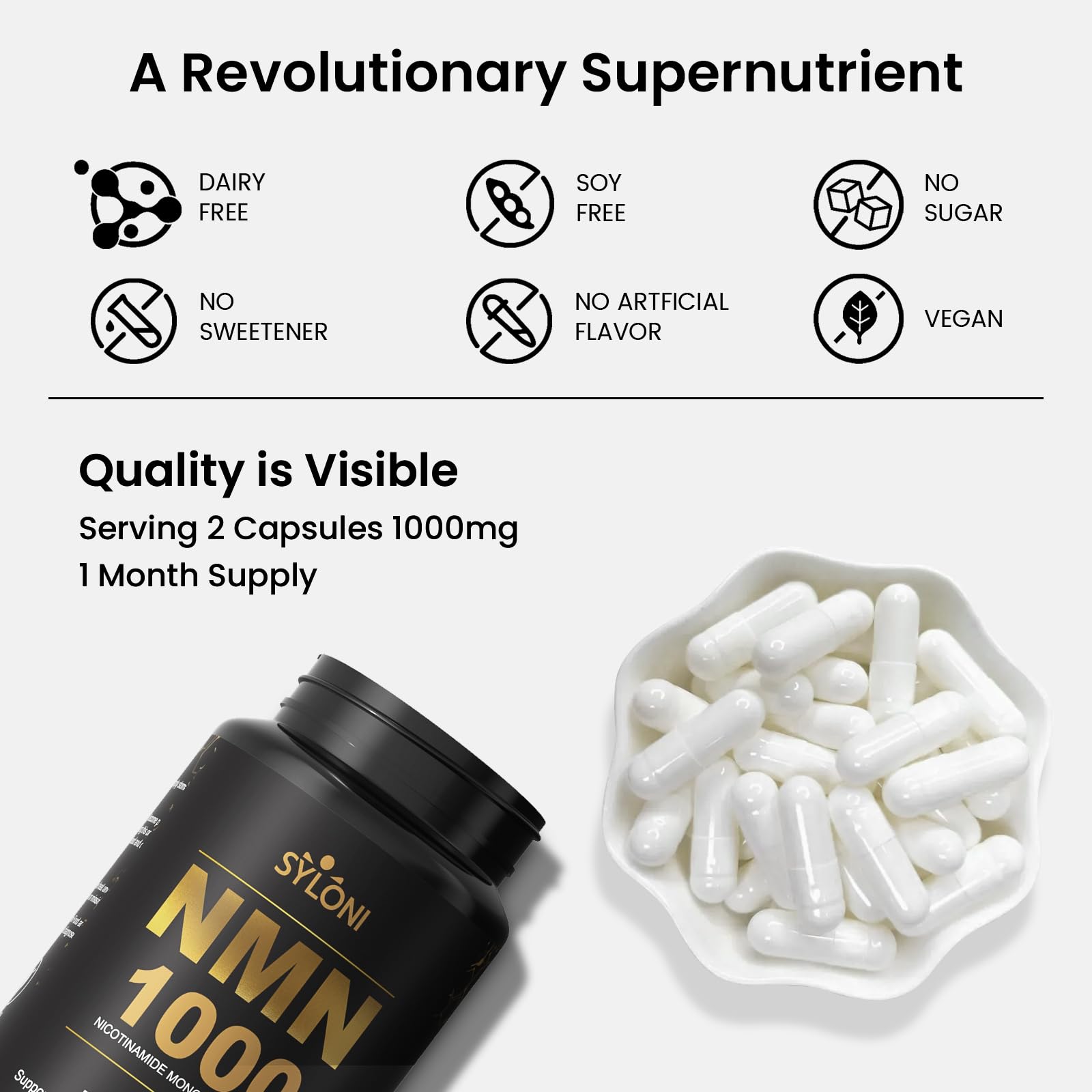 Syloni NMN Supplement 1000mg, 99% Pure NMN 4-in-1 NAD+ Booster with PQQ, CoQ10, L-Ergothioneine, 60 Capsules Nicotinamide Mononucleotide - Anti-Aging, Energy Boost, DNA Repair for Adults, Vegan Syloni buy supplements canada