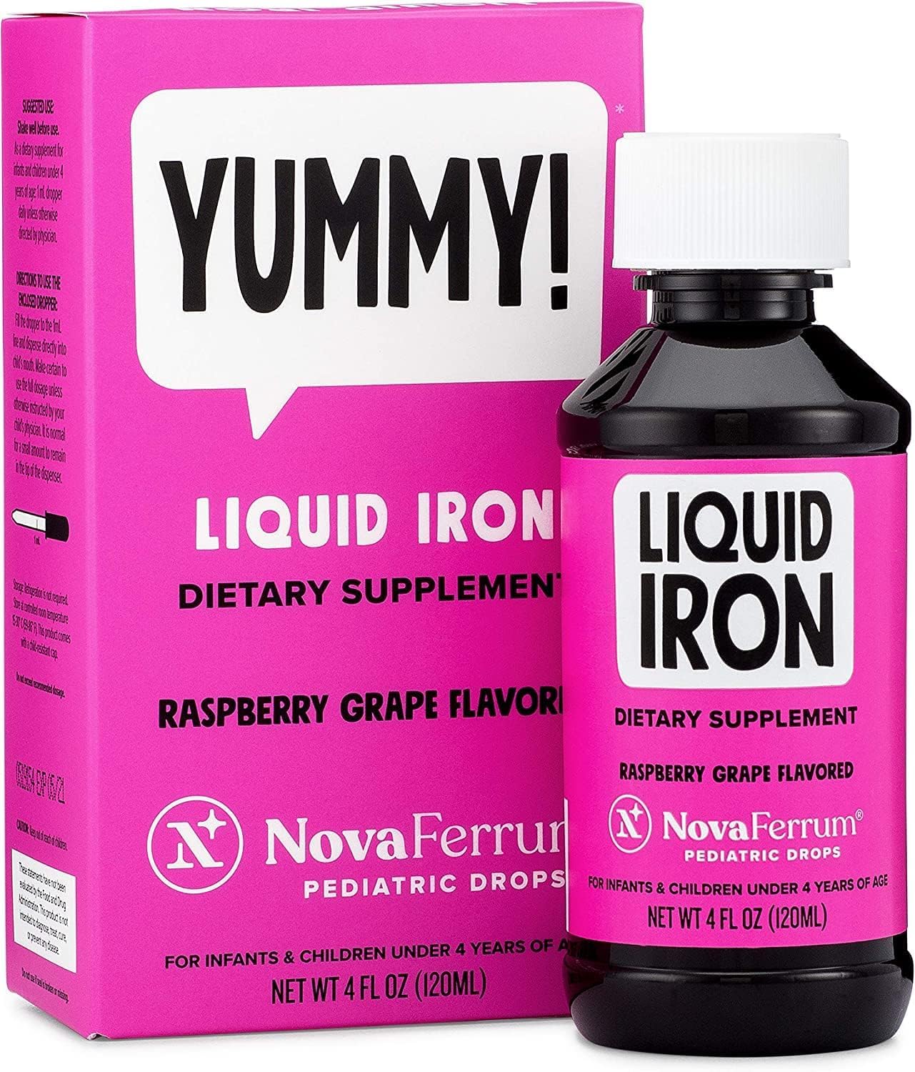 NovaFerrum Yummy | Pediatric Drops Liquid Iron Supplement for Infants and Toddlers | Liquid Iron for Kids | 15mg of Iron Per 1mL Dose | Ages 4 & Under NovaFerrum buy supplements canada