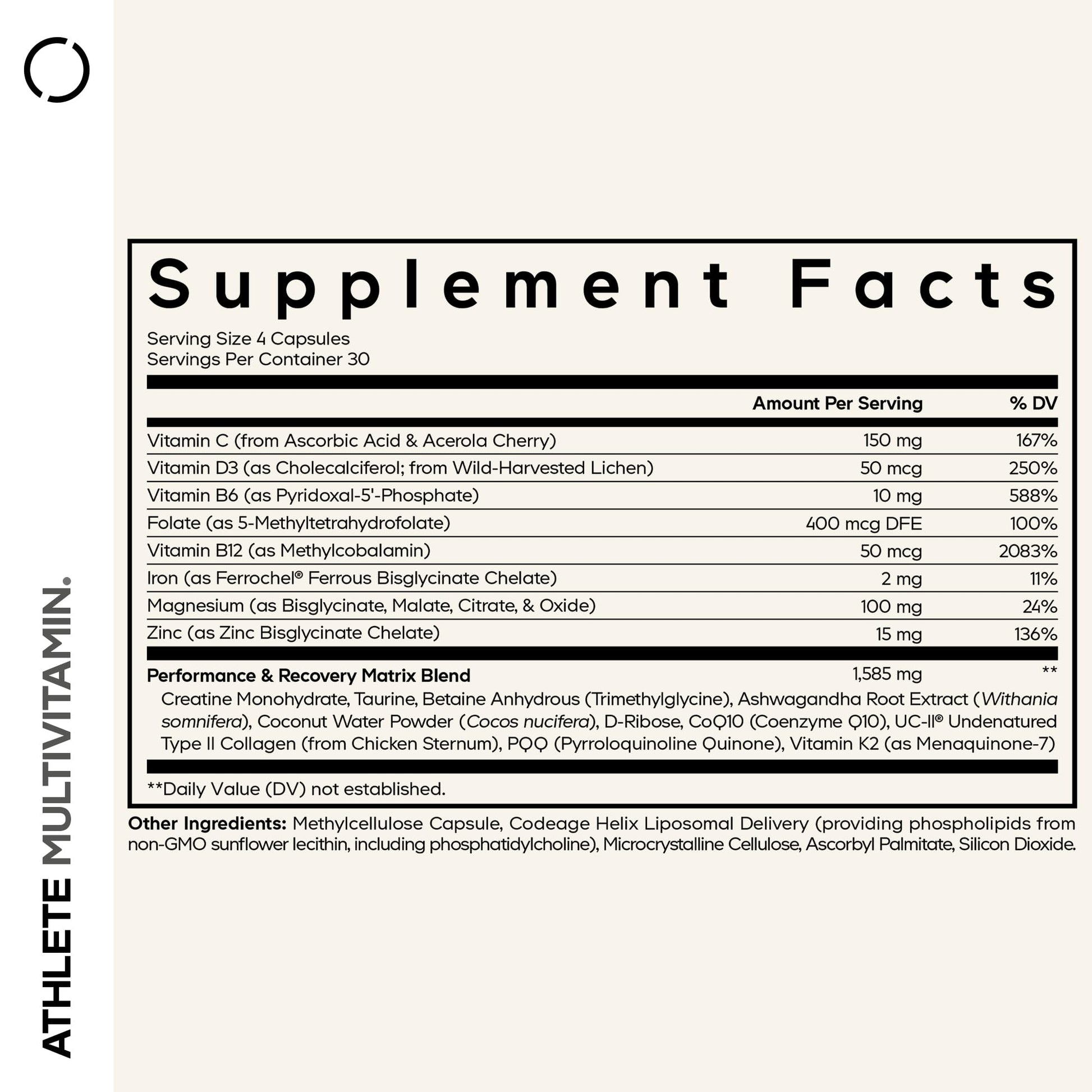 Codeage Athlete Multivitamin Platinum – Sports Supplement with Vitamins & Minerals, Folate, Iron & Magnesium, Creatine, Taurine, Electrolytes, CoQ10, PQQ, UC-II Collagen – Non-GMO – 120 Capsules Codeage buy supplements canada
