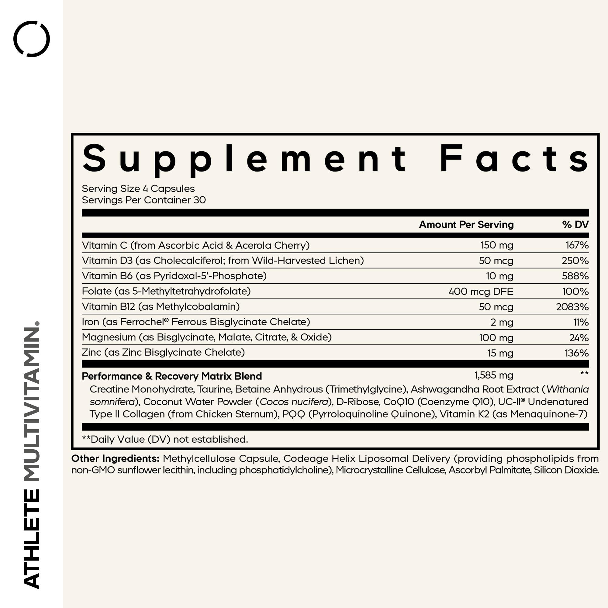 Codeage Athlete Multivitamin Platinum – Sports Supplement with Vitamins & Minerals, Folate, Iron & Magnesium, Creatine, Taurine, Electrolytes, CoQ10, PQQ, UC-II Collagen – Non-GMO – 120 Capsules Codeage buy supplements canada