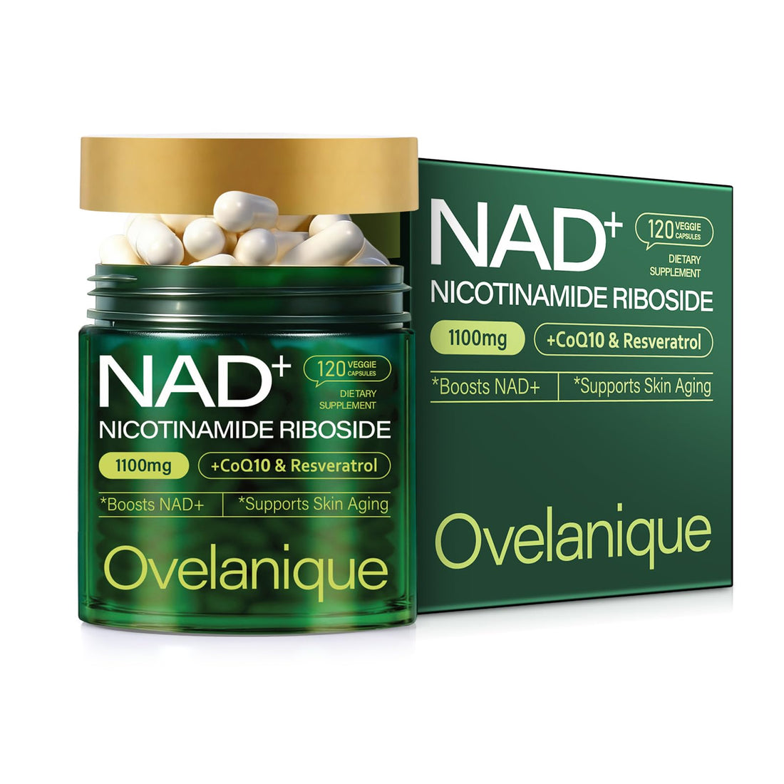 Ovelanique NAD Supplement with Nicotinamide Riboside & Resveratrol |NMNH Supplement Alternative| NAD+ Complex with Quercetin Phytosome & CoQ10 | Liposomal Delivery,120 Capsules(Packaging May Vary) Ovelanique buy supplements canada