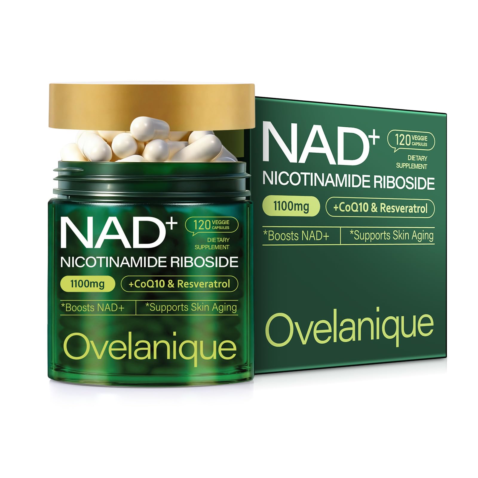 Ovelanique NAD Supplement with Nicotinamide Riboside & Resveratrol |NMNH Supplement Alternative| NAD+ Complex with Quercetin Phytosome & CoQ10 | Liposomal Delivery,120 Capsules(Packaging May Vary) Ovelanique buy supplements canada