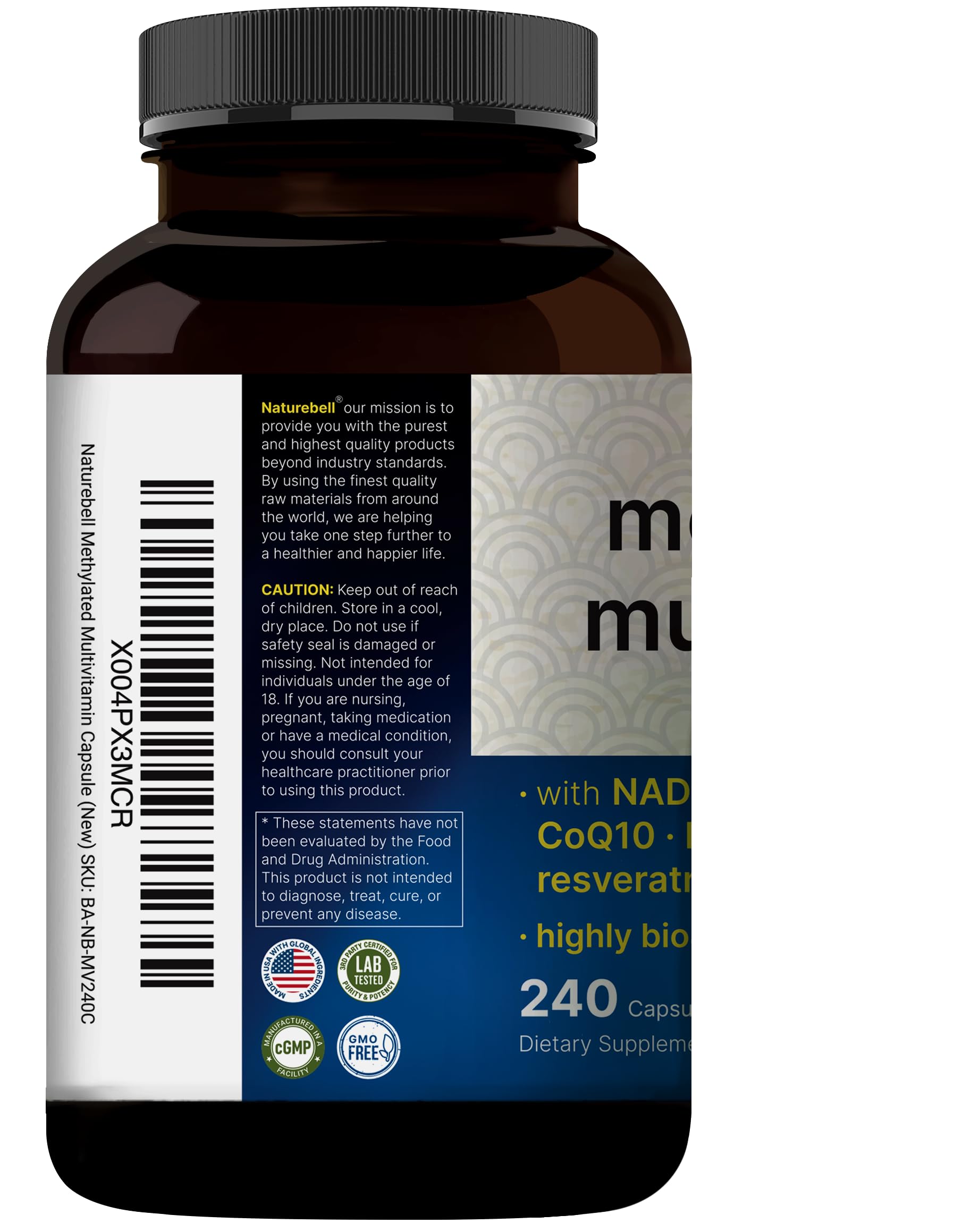 Methylated Multivitamin, 240 Capsules | Highly Bioavailable – 27 Advanced Nutrients – Vitamins A, C, D3, K2 + B Complex with Methylfolate, Methylcobalamin NatureBell buy supplements canada