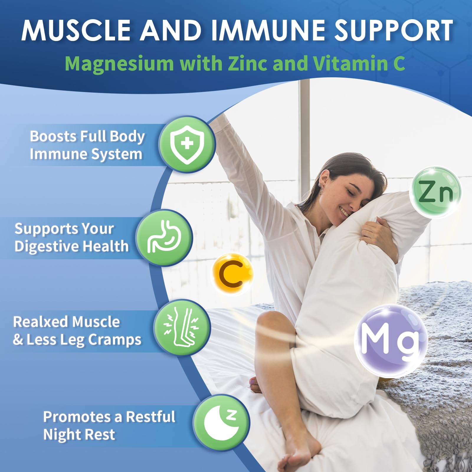 NATURE TARGET Magnesium Glycinate 500mg, Chelated Magnesium with Zinc & Vitamin D3 for Muscle, Nerve & Bone, Support Heart Health & Leg Cramp, Strength Immune System - 120 Capsules NATURE TARGET buy supplements canada
