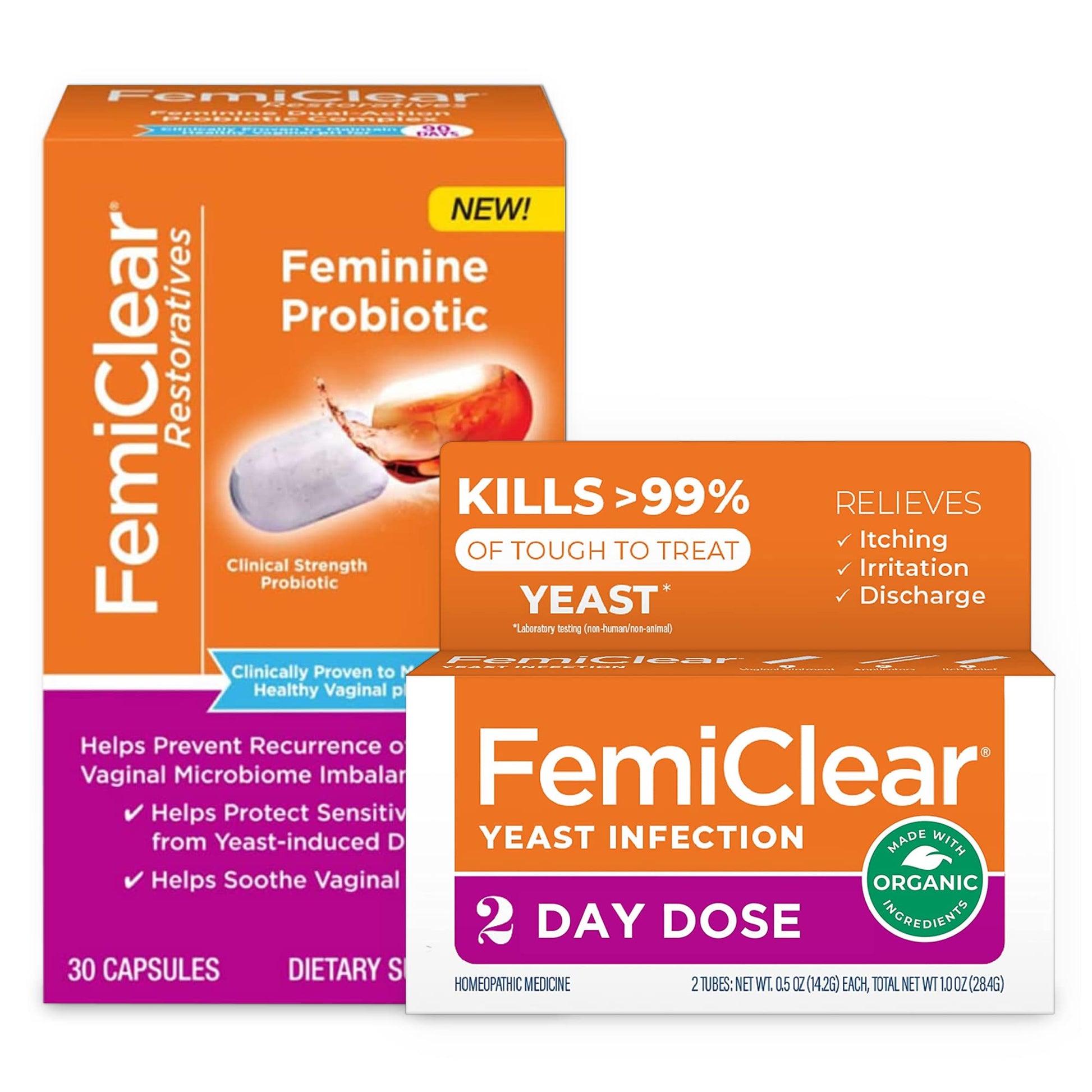 FemiClear Gentle Soothing Formula 2-Day Dose Yeast Infection Product for Women & 30 Capsules FemiClear buy supplements canada