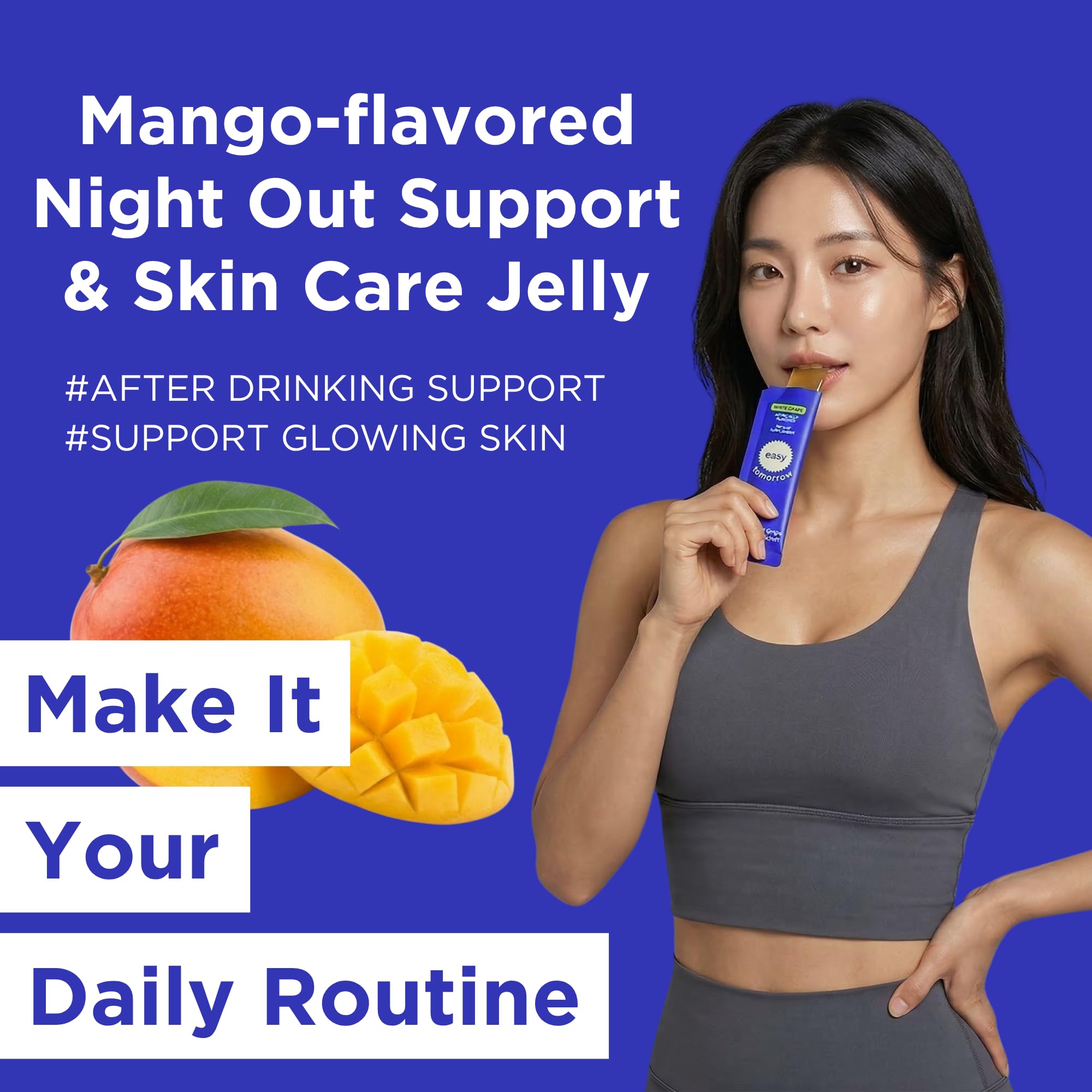 EASY TOMORROW - Natural Energy & Morning Vitality Jelly Stick - Daily Korean Skin Health Supplement & After Drinking Support with DHM & Glutathione - K-Beauty Inspired (Mango Flavor, 10 Sticks) EASY TOMORROW buy supplements canada