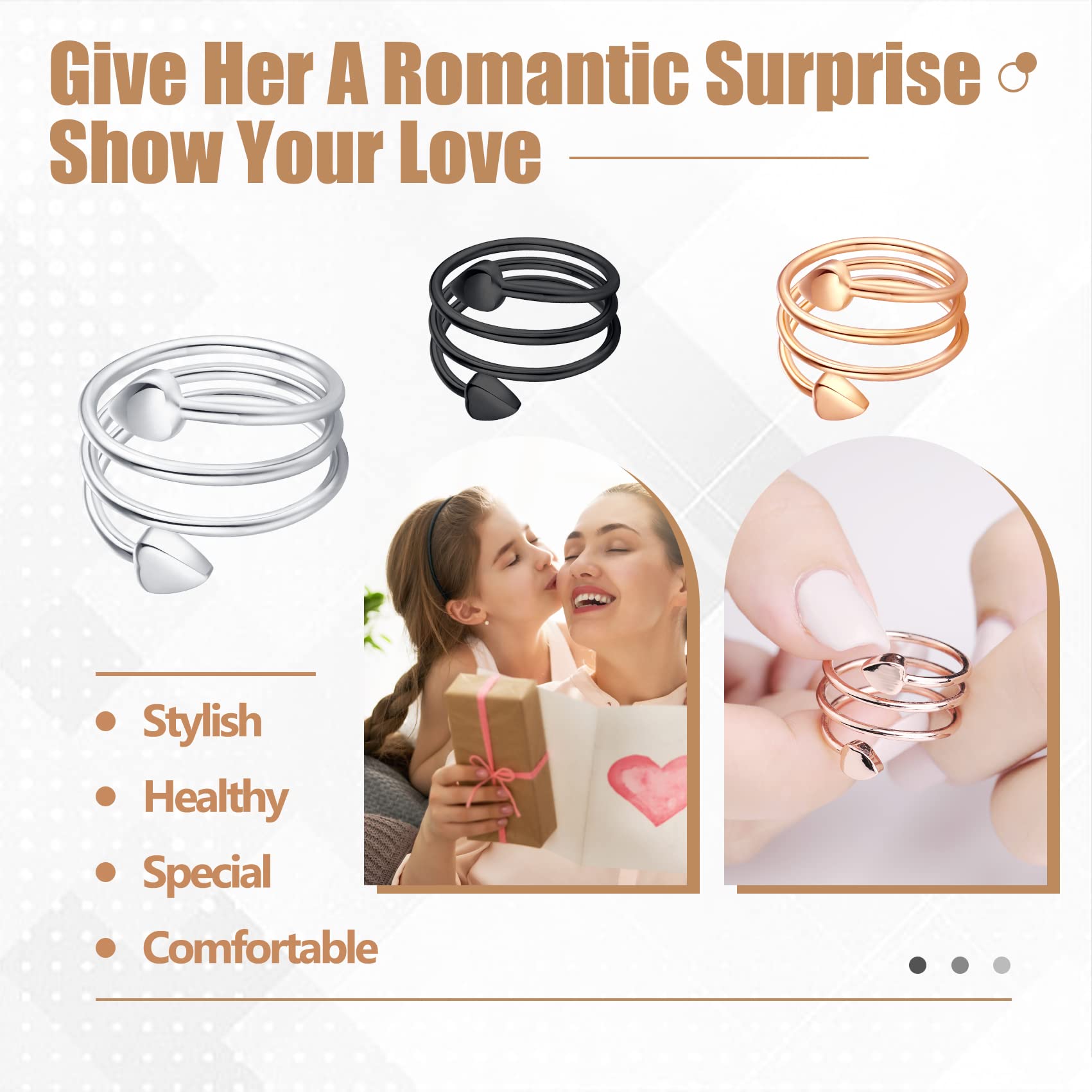 Jecanori Copper Rings for Women,Magnetic Ring Adjustable Love Heart Copper Rings Jecanori buy supplements canada