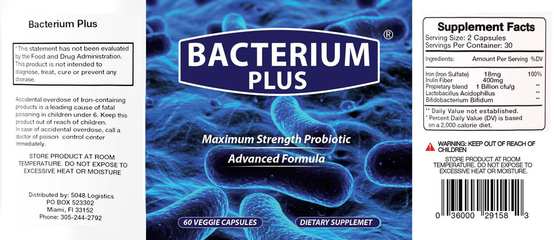Bacterium Plus - Maximum Strength Probiotics - Probiotic Blend to Improve Instestinal Health, 100% Natural Digestive Supplement - 60 Capsules BACTERIUM PLUS buy supplements canada