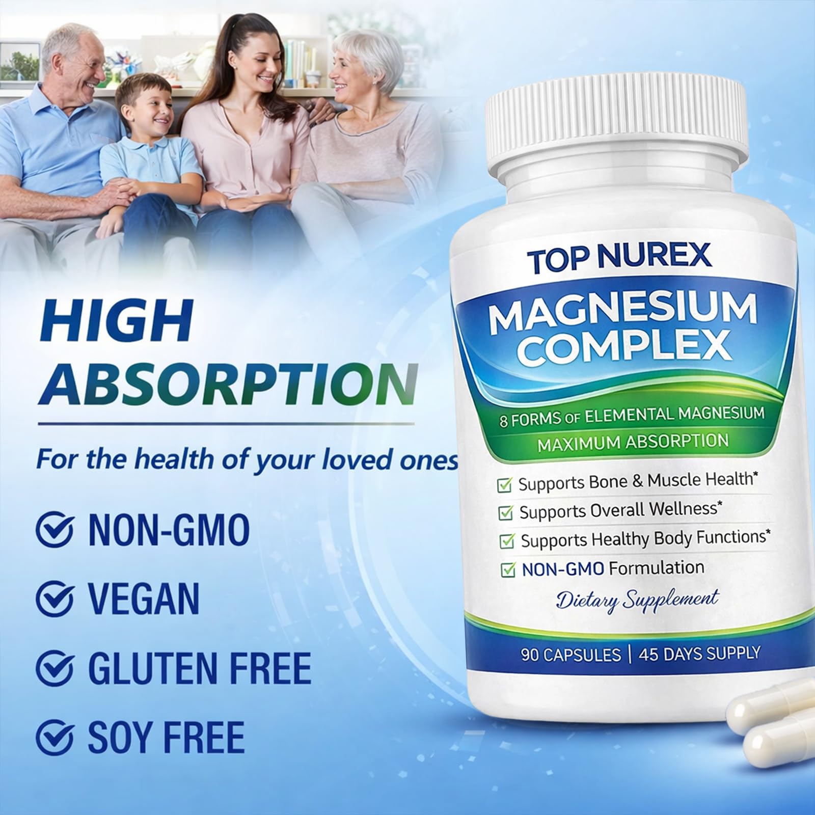 Top Nurex Magnesium Complex 1000 mg, 8-Source Magnesium Blend with Glycinate, Citrate, Malate & Taurate, Vegan Formula, Non-GMO, 90 Capsules Top Nurex buy supplements canada