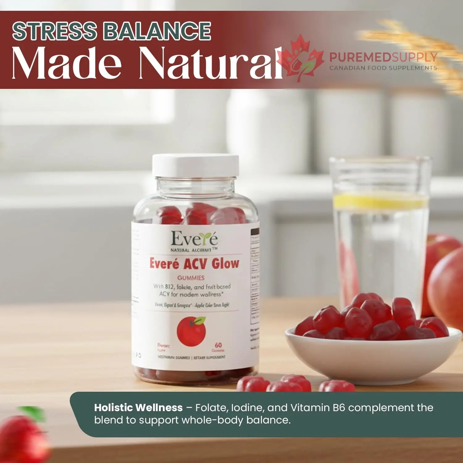 Everé ACV Glow Gummies – Apple Cider Vinegar with B12, B6, Iodine, Folate, Beetroot & Pomegranate – Daily Wellness Support for Energy & Balance The EverÉ Natural Alchemy buy supplements canada