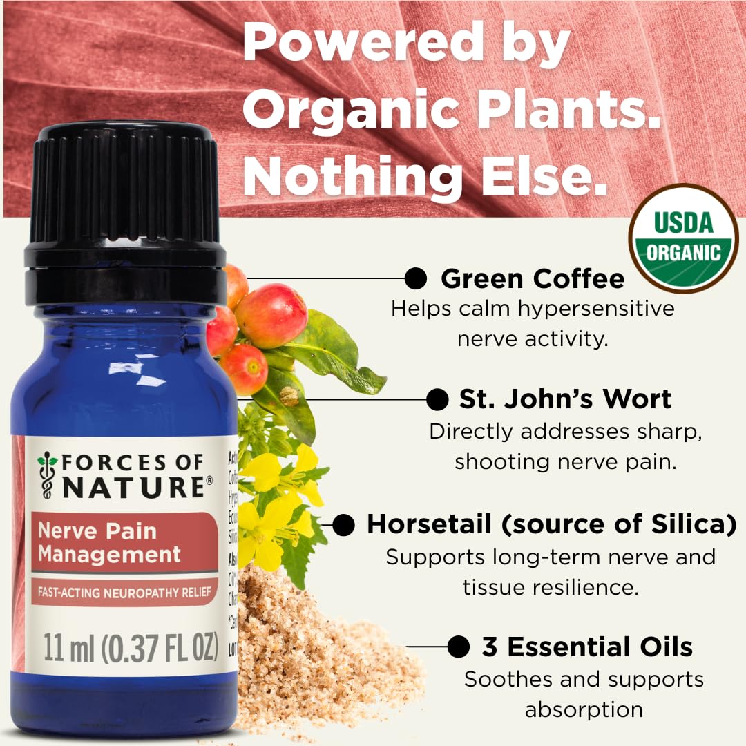 Forces of Nature Nerve Pain Management, Organic Topical Relief for Neuropathy & Nerve Discomfort, Homeopathic Medicine Supports Relief from Shooting Pains for Back, Hands, Legs and Feet, .37 fl oz Forces of Nature buy supplements canada