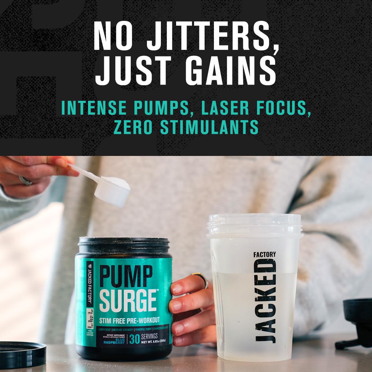 Jacked Factory Pumpsurge Caffeine Free Pre Workout for Men & Women - Booster & Stim Free Pre Workout - Intense Pumps, Enhanced Focus - 30 Servings, Cherry Limeade 8.83oz Jacked Factory buy supplements canada