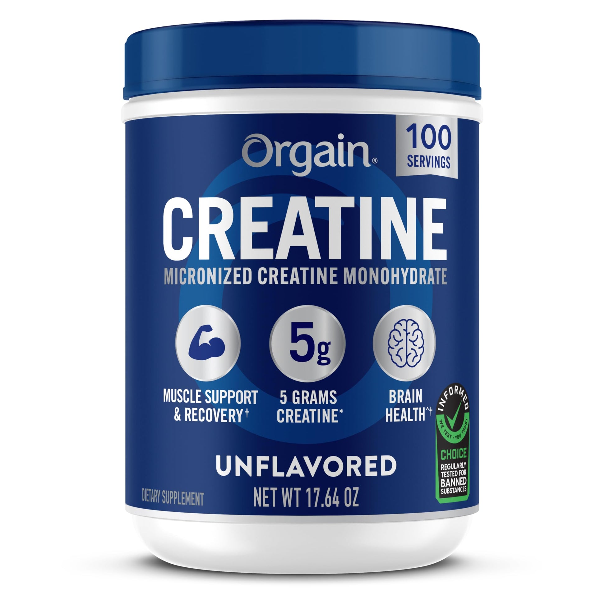 Orgain Creatine Monohydrate Micronized Powder, 100 Servings, Unflavored, Supports Muscle Growth, Post Workout Recovery and Brain Health, No Artificial Additives Orgain buy supplements canada