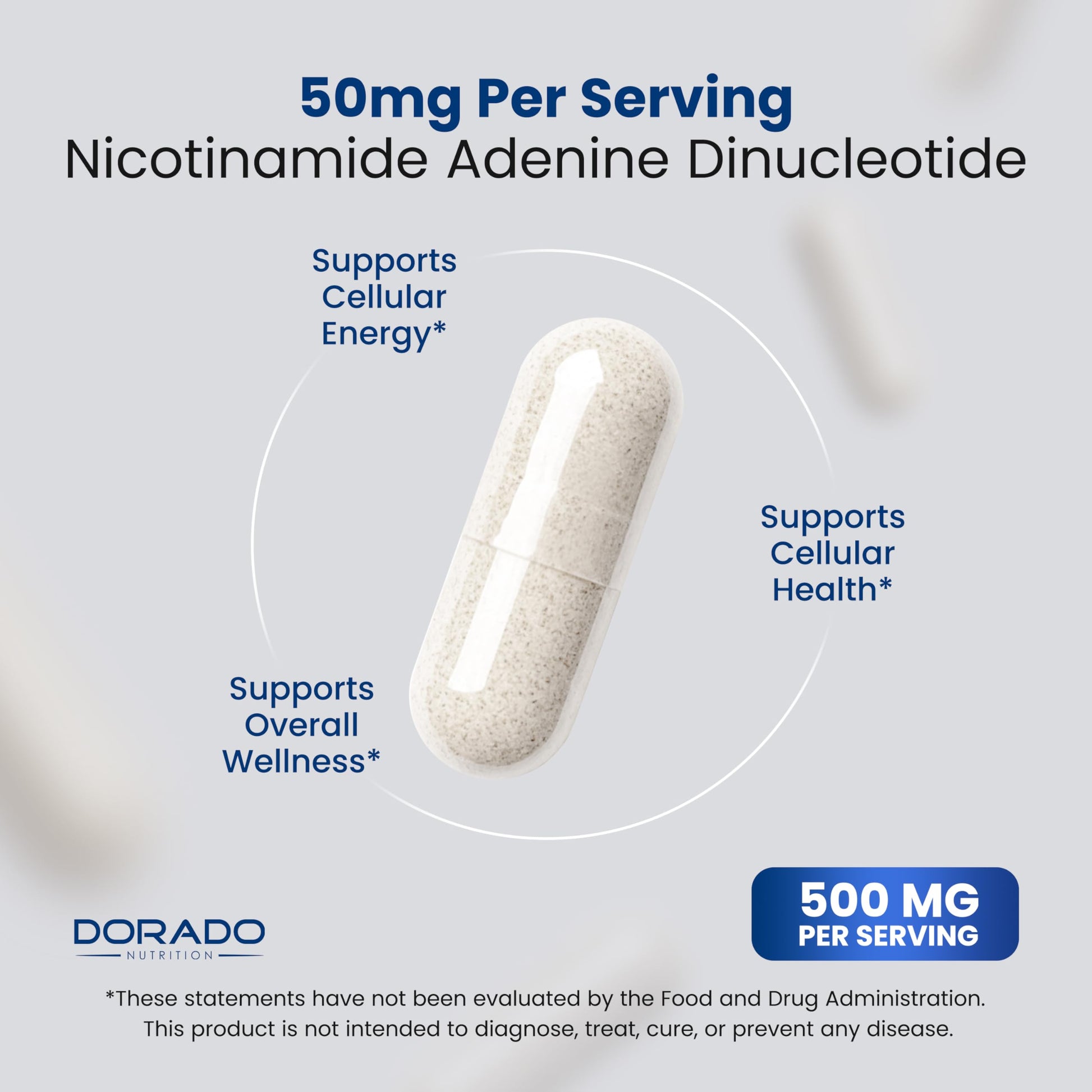 NAD Supplement (500mg of 95% Pure NAD+ Per Serving) NMN Supplement, NAD Nicotinamide Riboside Support (Third Party Tested, Vegan Safe, Non-GMO, No Fillers, & Made in the USA - 30 Vegan Capsules) DORADO NUTRITION buy supplements canada