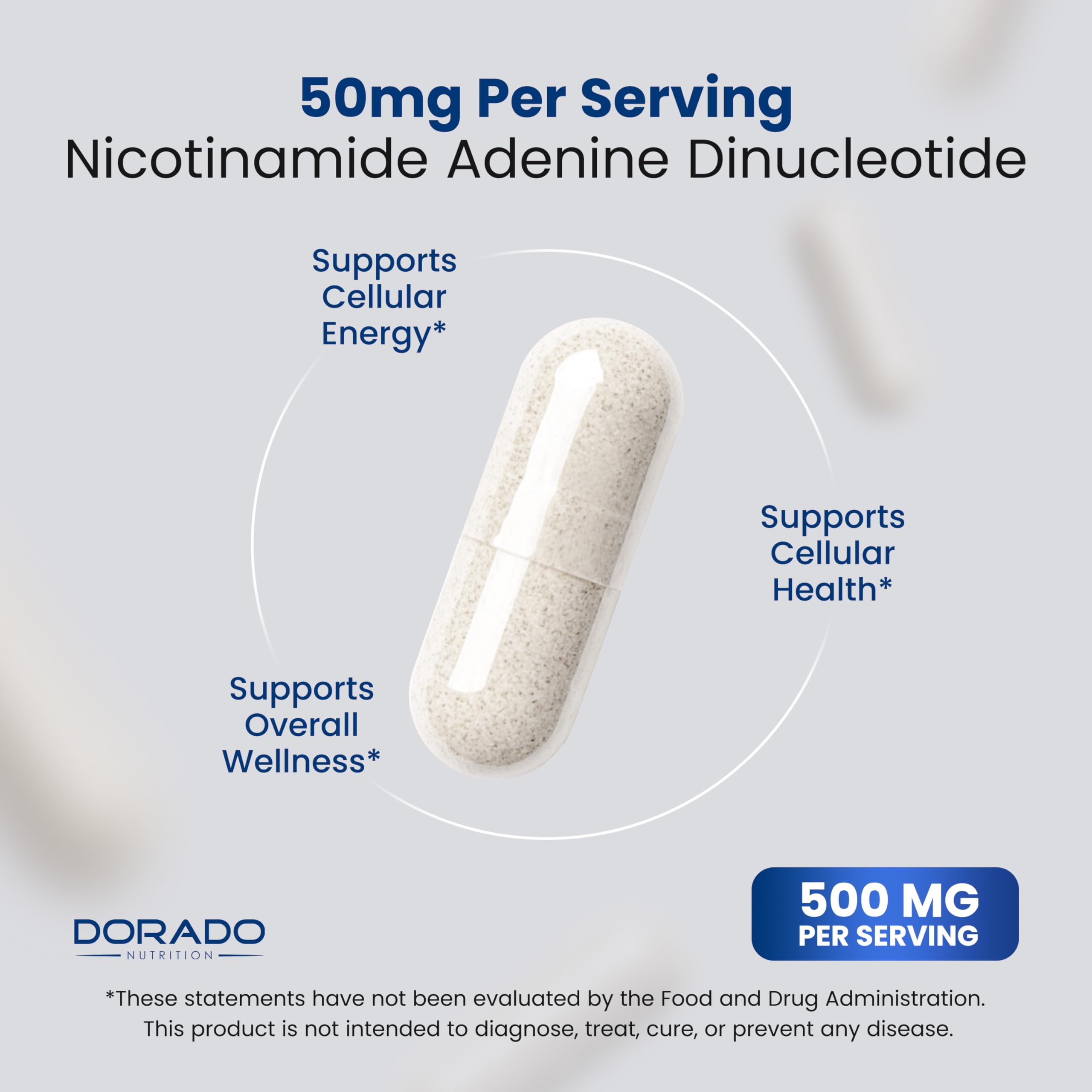NAD Supplement (500mg of 95% Pure NAD+ Per Serving) NMN Supplement, NAD Nicotinamide Riboside Support (Third Party Tested, Vegan Safe, Non-GMO, No Fillers, & Made in the USA - 30 Vegan Capsules) DORADO NUTRITION buy supplements canada