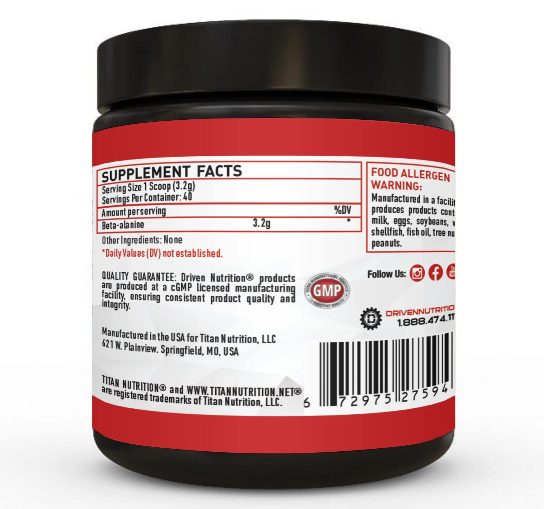 Driven Nutrition Beta Alanine, Unflavored - Preworkout Carnosine Booster for Physical Driven Nutrition buy supplements canada