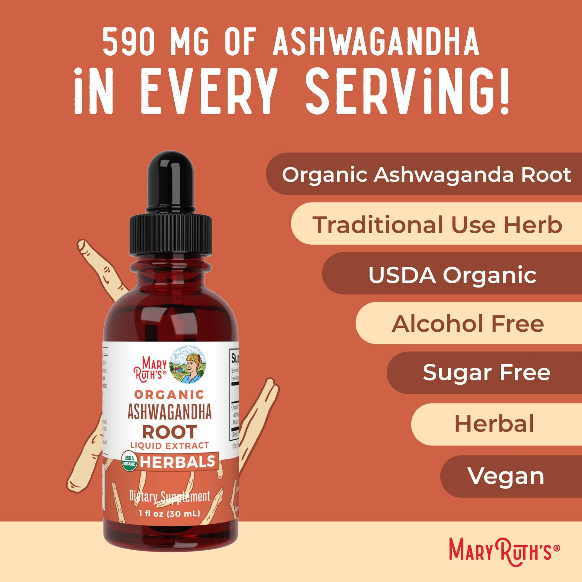 MaryRuth Organics Ashwagandha Root | USDA Organic Ashwagandha Liquid Drops | Stress Relief, Natural Calm, Relaxation and Mood Support Supplement | Adaptogenic | Nervine | Vegan | Non-GMO | 60 Servings MARYRUTH'S buy supplements canada