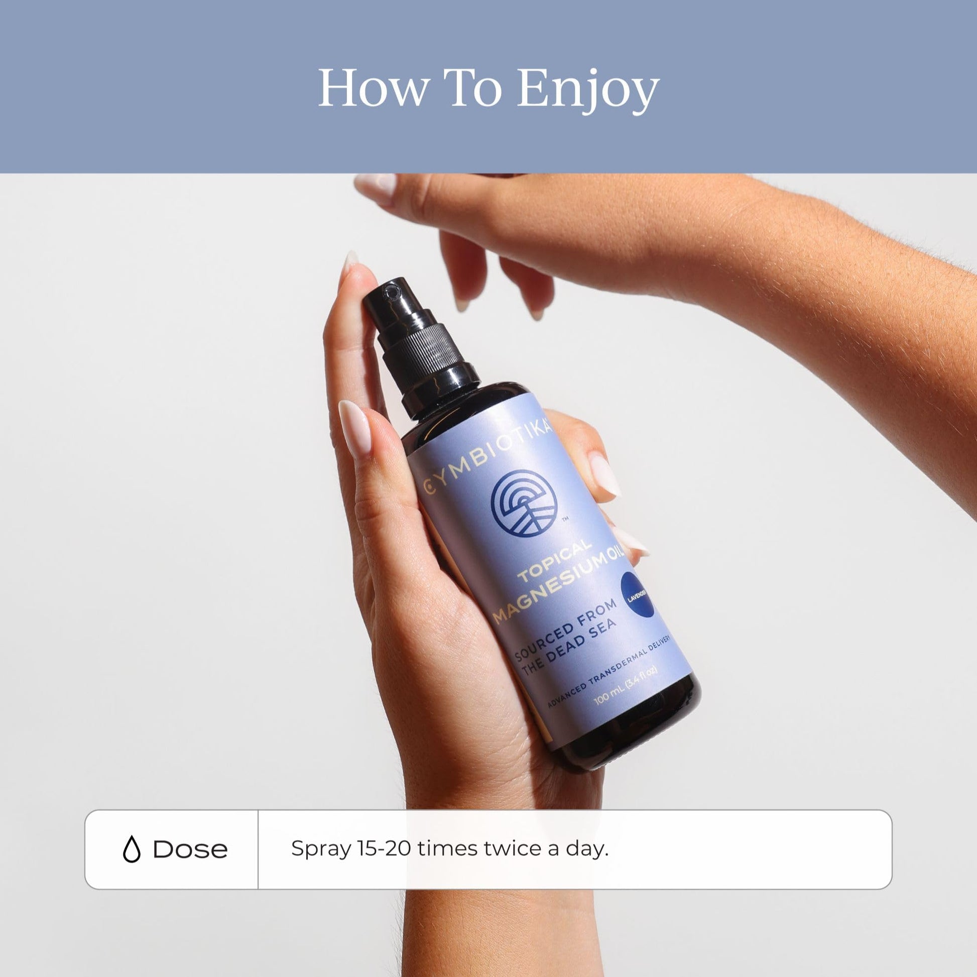 CYMBIOTIKA Topical Magnesium Oil Spray for Body, USA Made, Supplement for Leg Cramps, Muscle, Joint Health & Sleep Support, Includes Magnesium Chloride, Lavender Extract, Aloe Vera - Skin Applicator CYMBIOTIKA buy supplements canada
